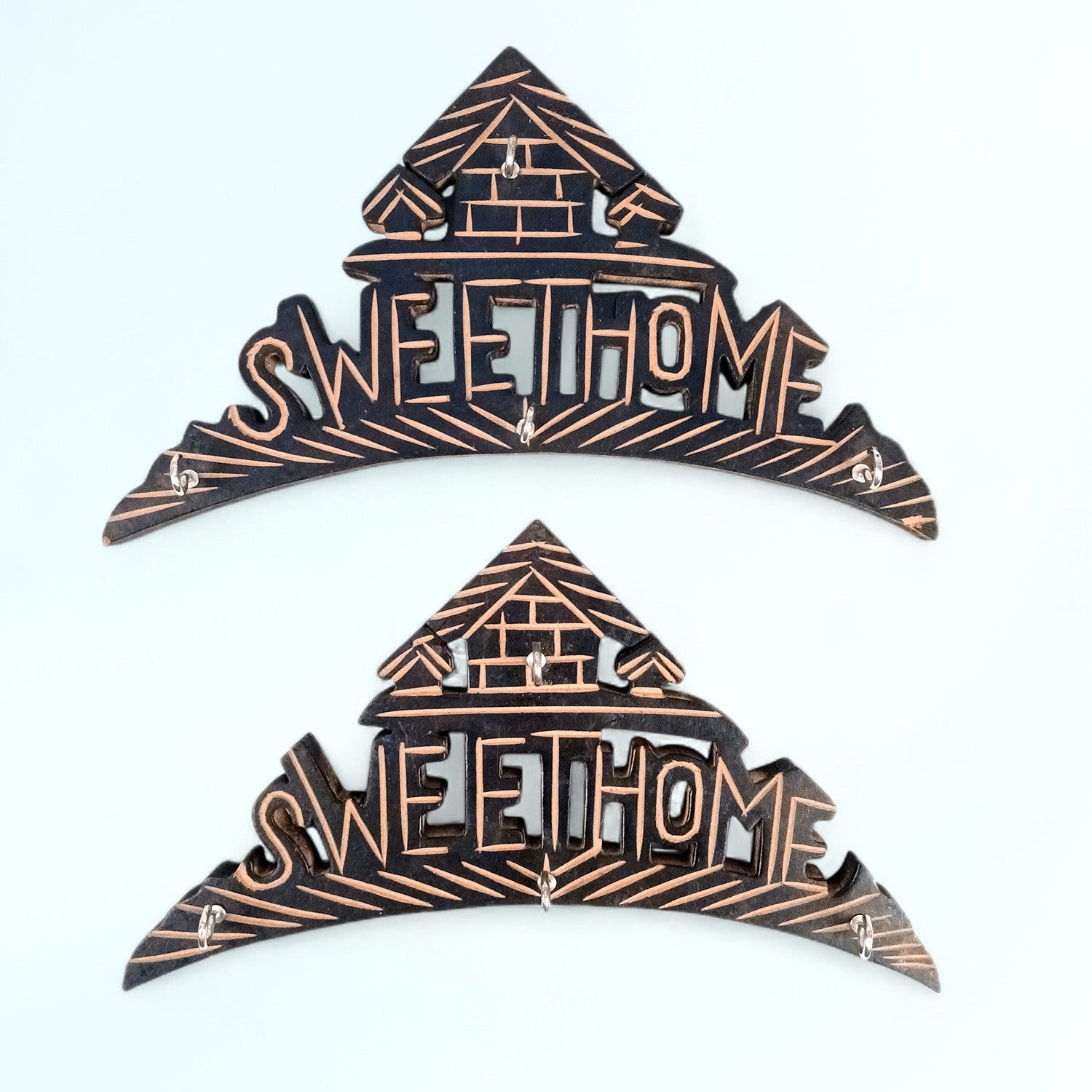 Key Hook Wall Decor | Key Holder Stand Sweet Home Design | Key Hanger Organiser - For Home, Entrance, Office Decor & Gifts - 10 Inch (8 Hooks) (Pack Of 2) - Apkamart