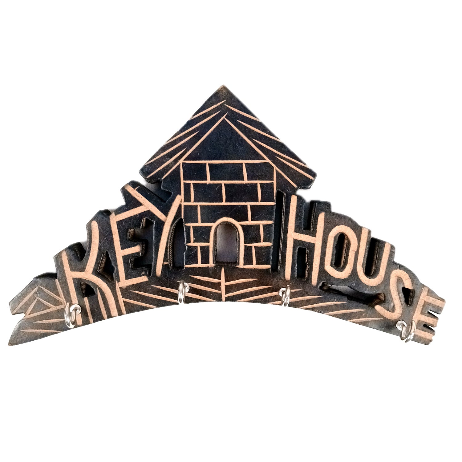 Key Hook Wall Decor | Key Holder Stand Key House Design| Key Hanger Organiser - For Home, Entrance, Office Decor & Gifts - 10 Inch (8 Hooks) (pack Of 2) - Apkamart