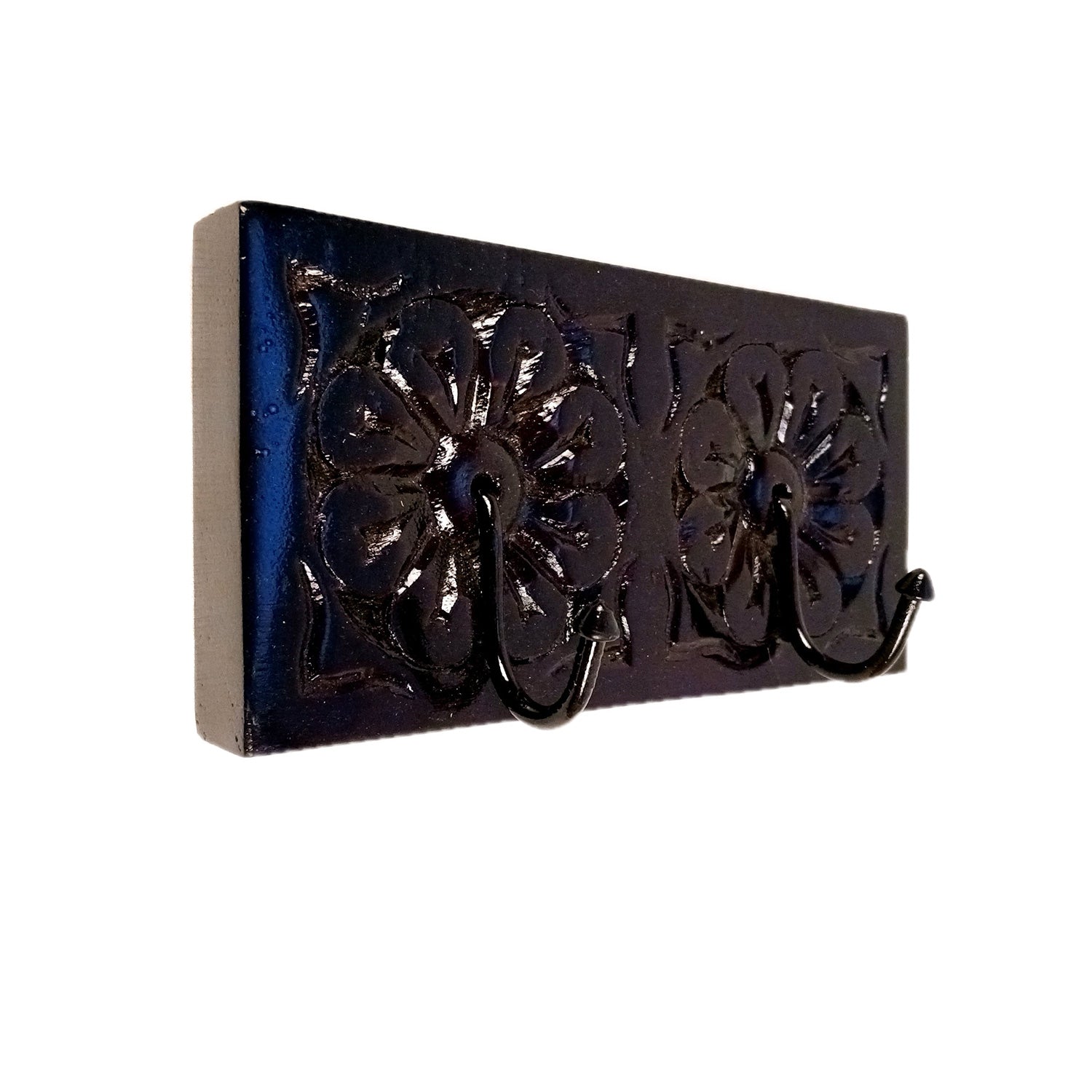 Key Holder Wall Hanging | Handpainted Key Hook Stand With 2 Hooks | Keys Organizer - For Home, Entrance, Office Decor & Gifts - 8 Inch (Wood, Brown) - Apkamart