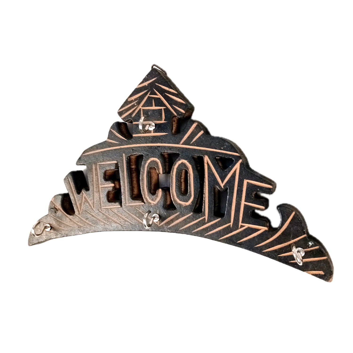 Key Hook Wall Decor | Key Holder Stand Welcome Design| Key Hanger Organiser - For Home, Entrance, Office Decor & Gifts - 10 Inch (4 Hooks) - Apkamart