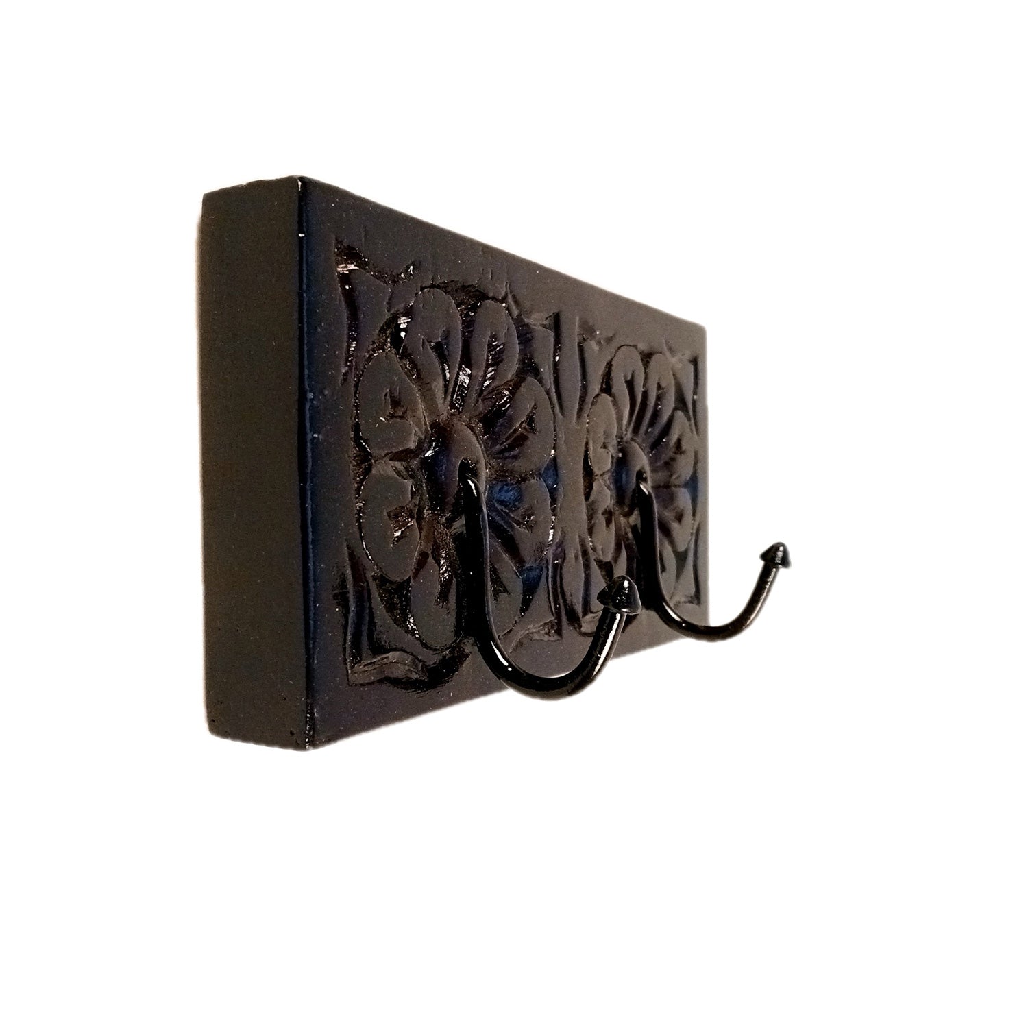 Key Holder Wall Hanging | Handpainted Key Hook Stand With 2 Hooks | Keys Organizer - For Home, Entrance, Office Decor & Gifts - 8 Inch (Wood, Brown) - Apkamart