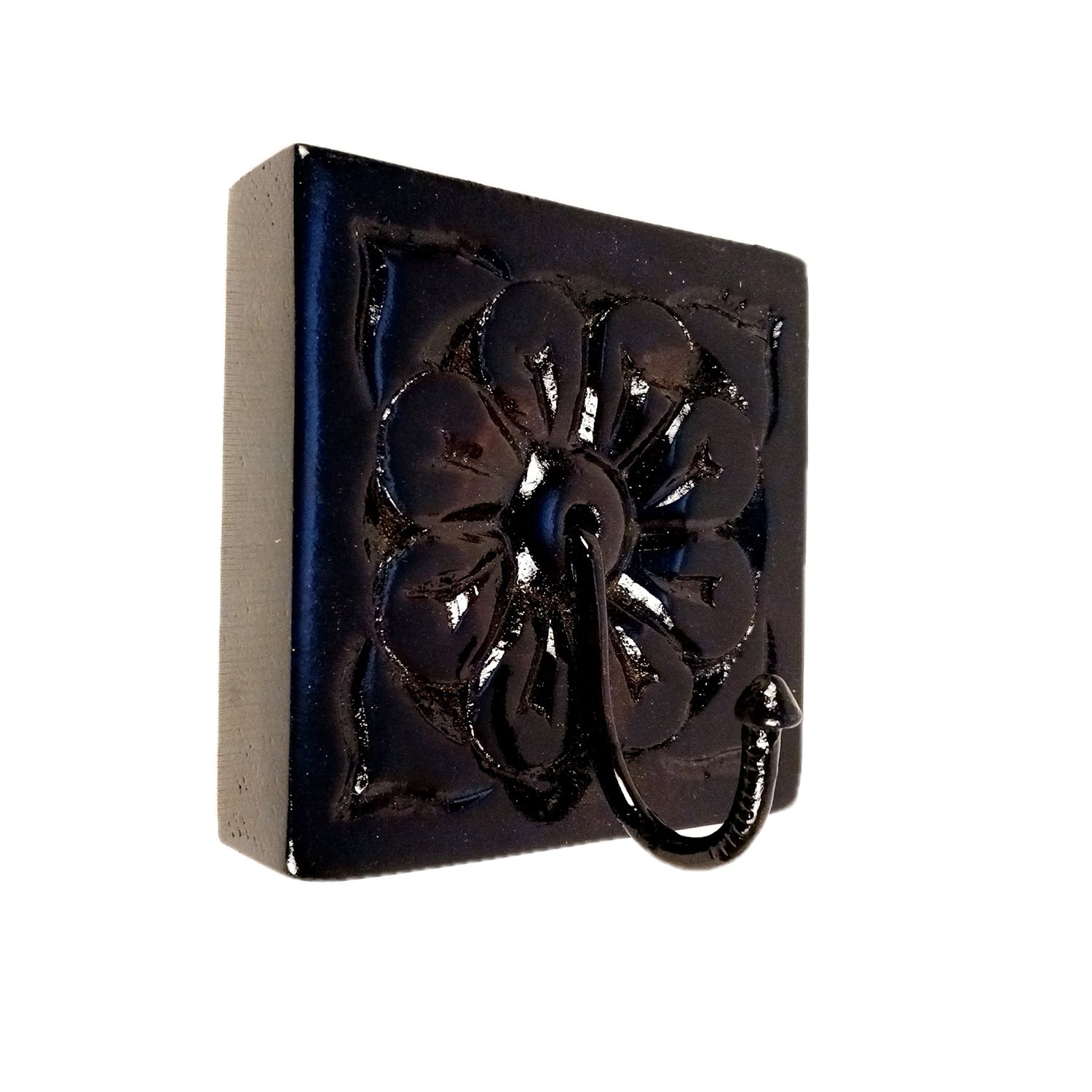 Key Holder Wall Hanging | Handpainted Key Hook Stand With 1 Hooks | Keys Organizer - For Home, Entrance, Office Decor & Gifts - 4 Inch (Wood, Brown) - Apkamart