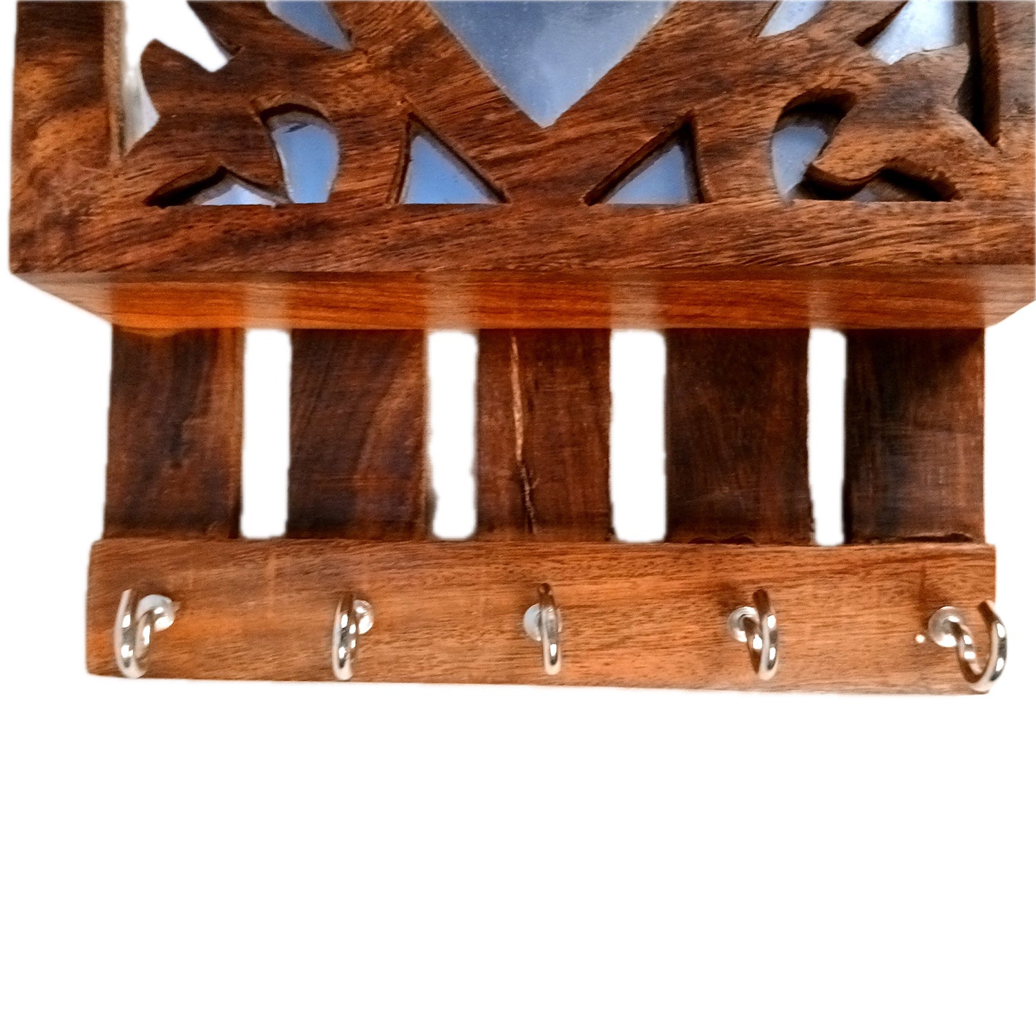 Key Holder with Letter Box | Key Hook Stand | Wooden Keys & Paper Organizer - For Home, Entrance, Office Decor & Gifts - 10 Inch (5 Hooks) - Apkamart