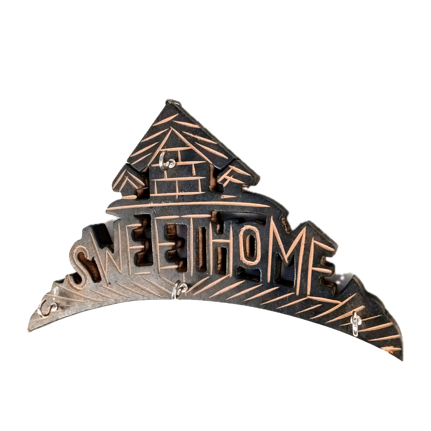 Key Hook Wall Decor | Key Holder Stand Sweet Home Design | Key Hanger Organiser - For Home, Entrance, Office Decor & Gifts - 10 Inch (4 Hooks) - Apkamart