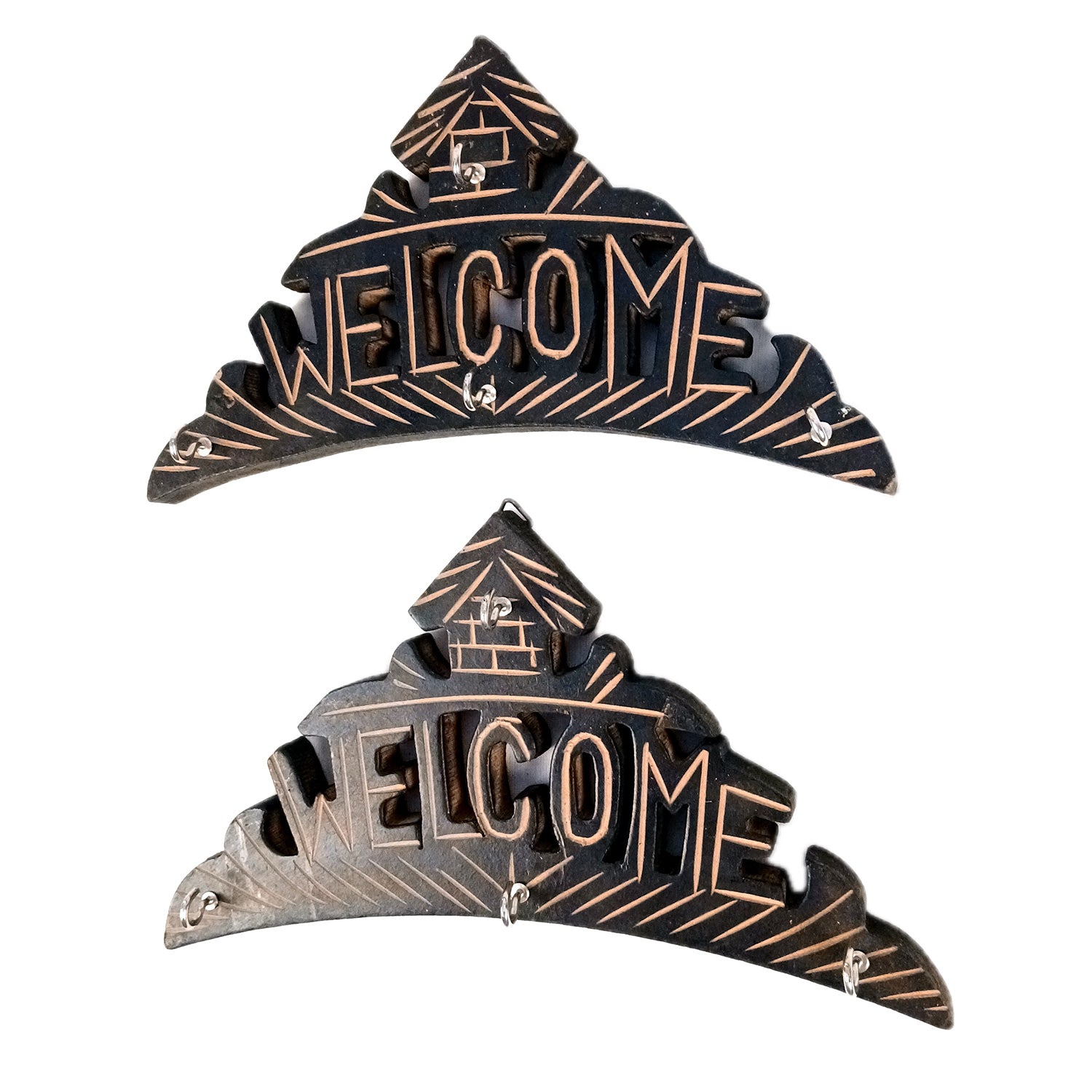 Key Hook Wall Decor | Key Holder Stand Welcome Design| Key Hanger Organiser - For Home, Entrance, Office Decor & Gifts - 10 Inch (8 Hooks) (Pack Of 2) - Apkamart