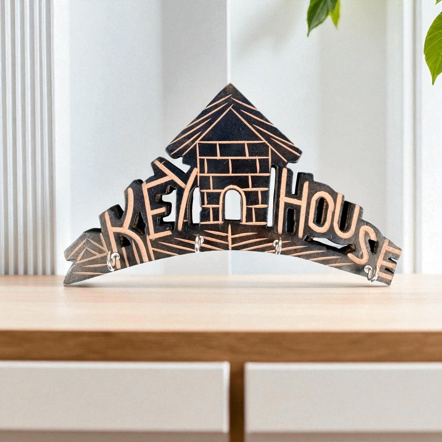 Key Hook Wall Decor | Key Holder Stand Key House Design| Key Hanger Organiser - For Home, Entrance, Office Decor & Gifts - 10 Inch (8 Hooks) (pack Of 2) - Apkamart