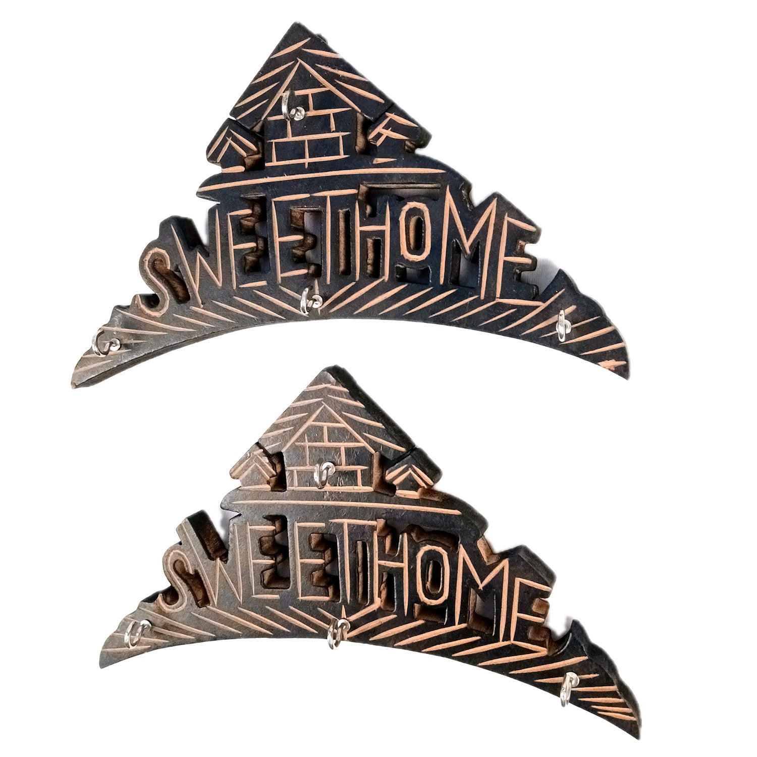 Key Hook Wall Decor | Key Holder Stand Sweet Home Design | Key Hanger Organiser - For Home, Entrance, Office Decor & Gifts - 10 Inch (8 Hooks) (Pack Of 2) - Apkamart