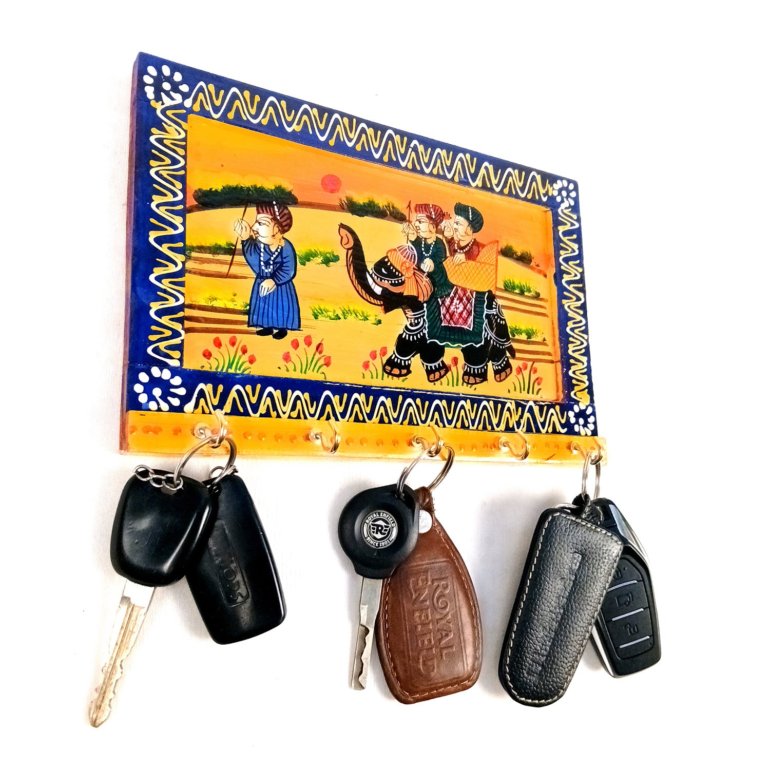 Key Holder Wall Decor | Key Organizer Stand With 5 Hooks | Key Hook Hanger Wall Mount - For Home, Entrance, Office Decor & Gifts - 9 Inch (Wood, Multicolor) - Apkamart