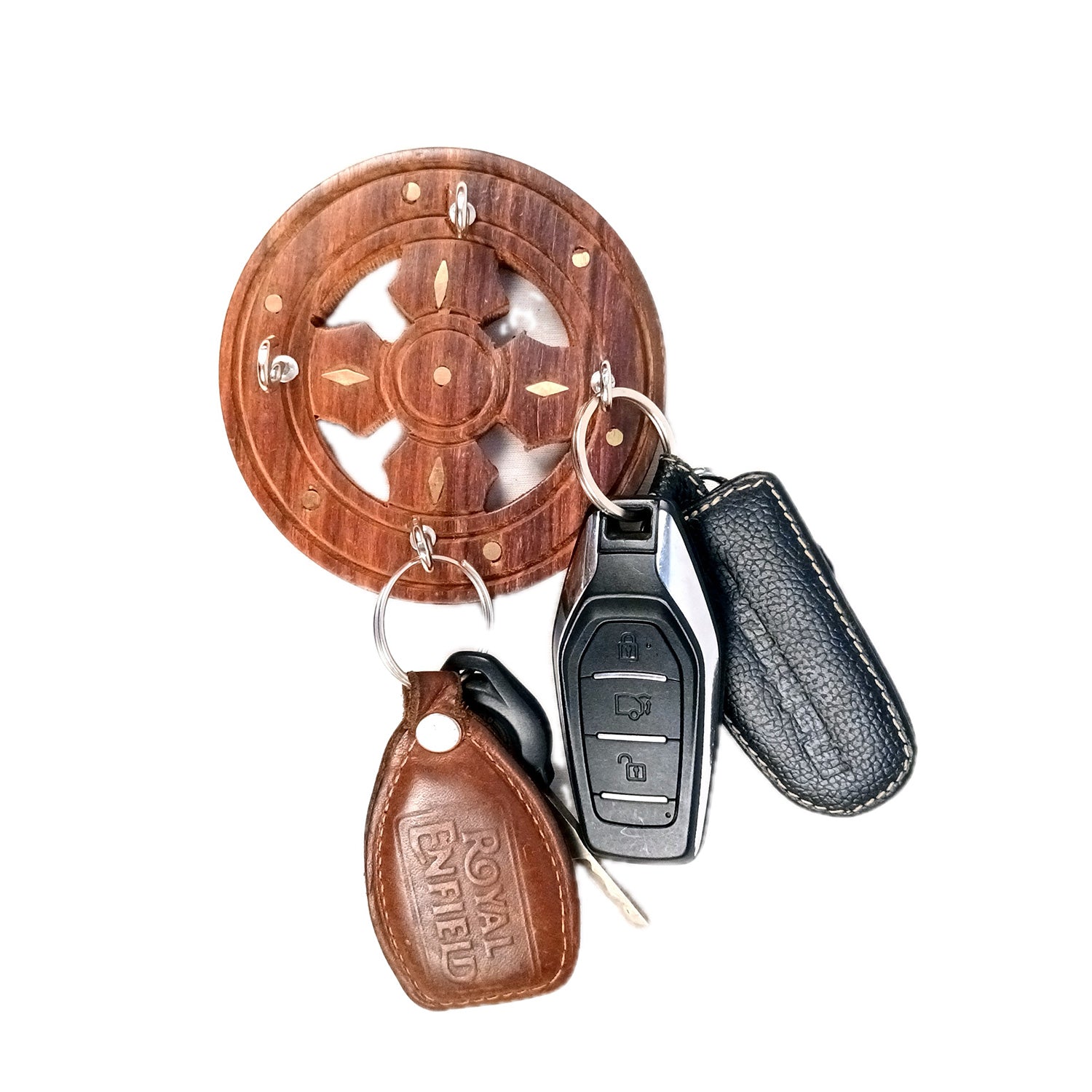 Key Holder Wall Decor | Key Hanging Organizer Stand| Key Hook Hanger Wall Mount - For Home, Entrance, Office Decor & Gifts - 6 Inch (16 Hooks) (Set Of 3) - Apkamart