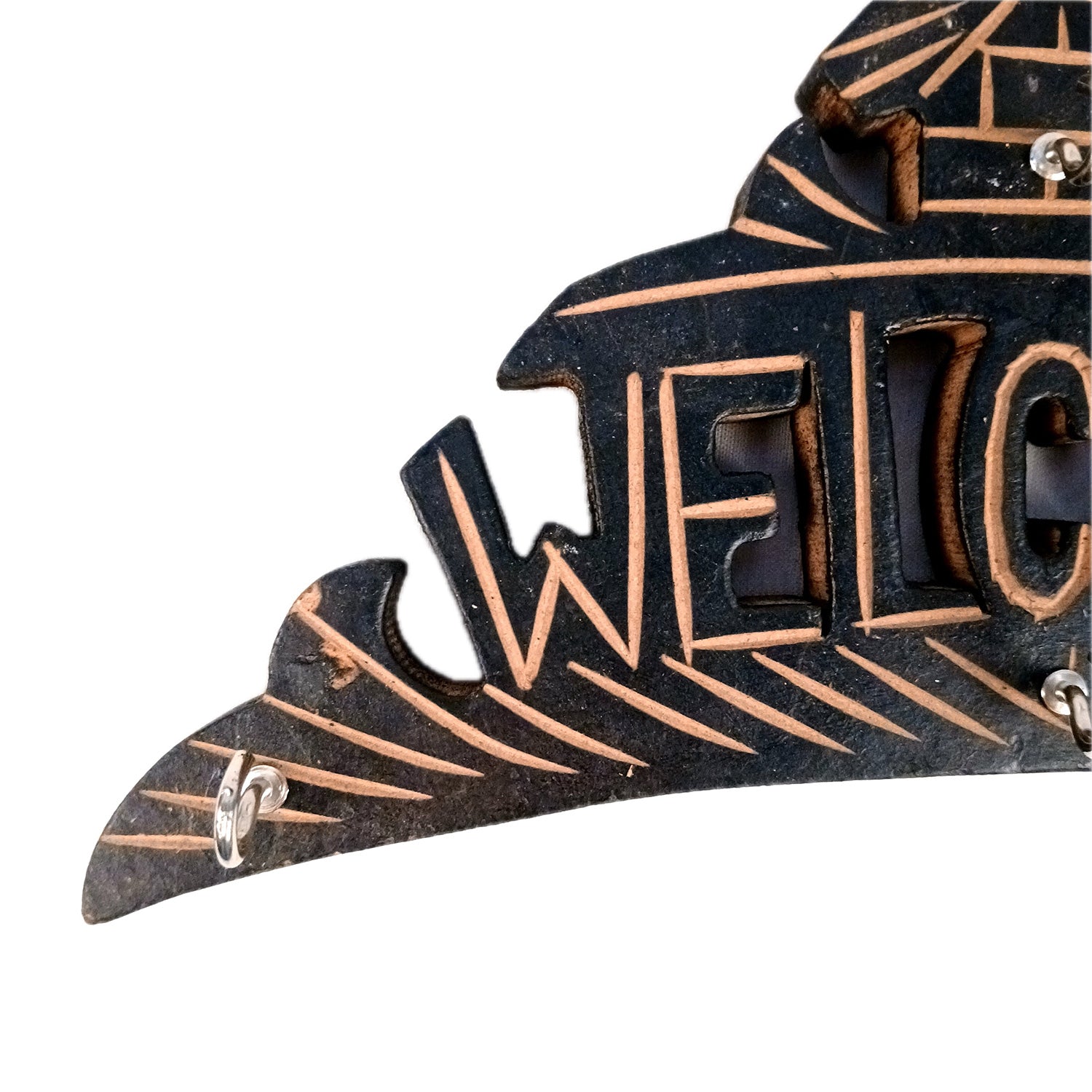 Key Hook Wall Decor | Key Holder Stand Welcome Design| Key Hanger Organiser - For Home, Entrance, Office Decor & Gifts - 10 Inch (4 Hooks) - Apkamart