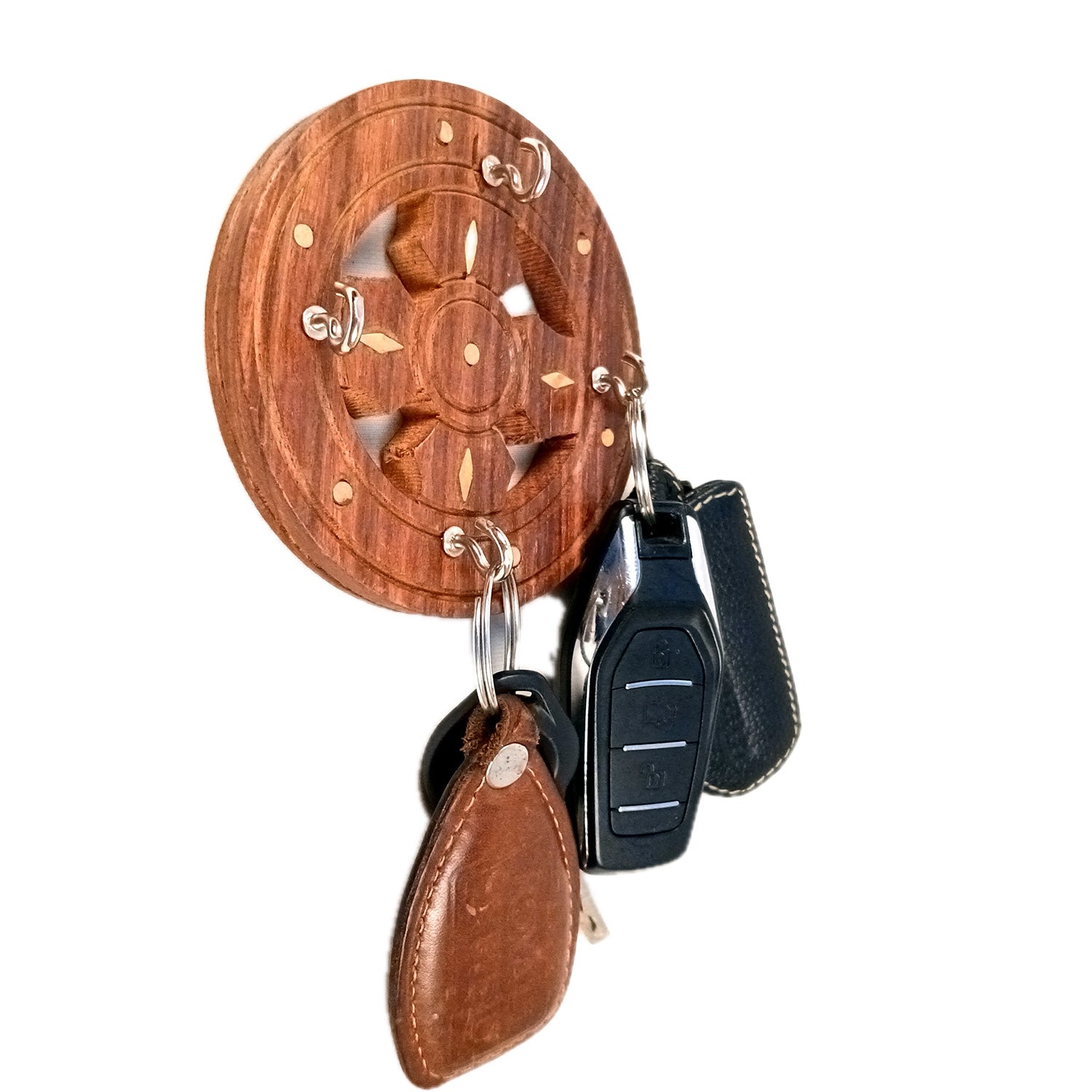 Key Holder Wall Decor | Key Hanging Organizer Stand| Key Hook Hanger Wall Mount - For Home, Entrance, Office Decor & Gifts - 6 Inch (16 Hooks) (Set Of 3) - Apkamart