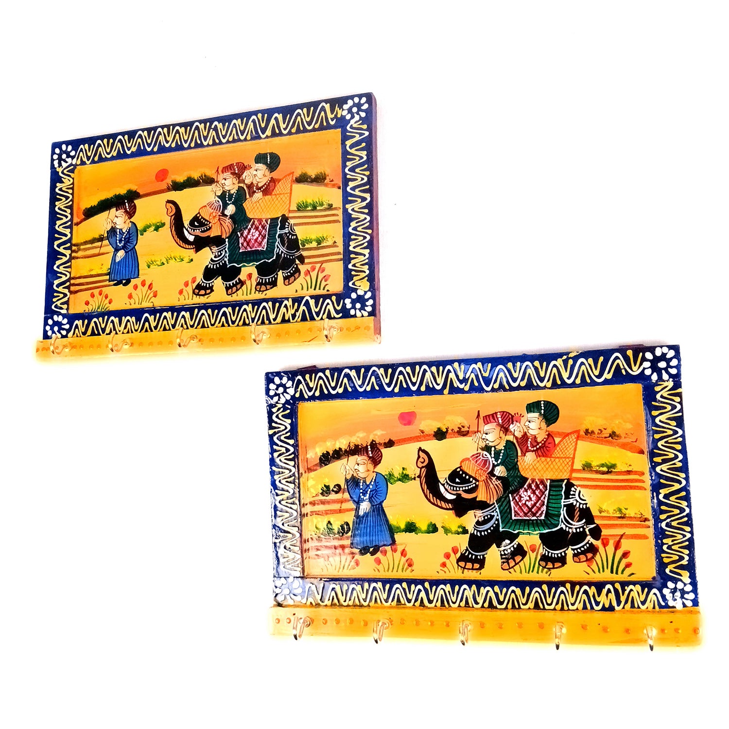 Key Holder Wall Decor | Key Organizer Stand With 5 Hooks | Key Hook Hanger Wall Mount - For Home, Entrance, Office Decor & Gifts - 9 Inch (Pack of 2) - Apkamart