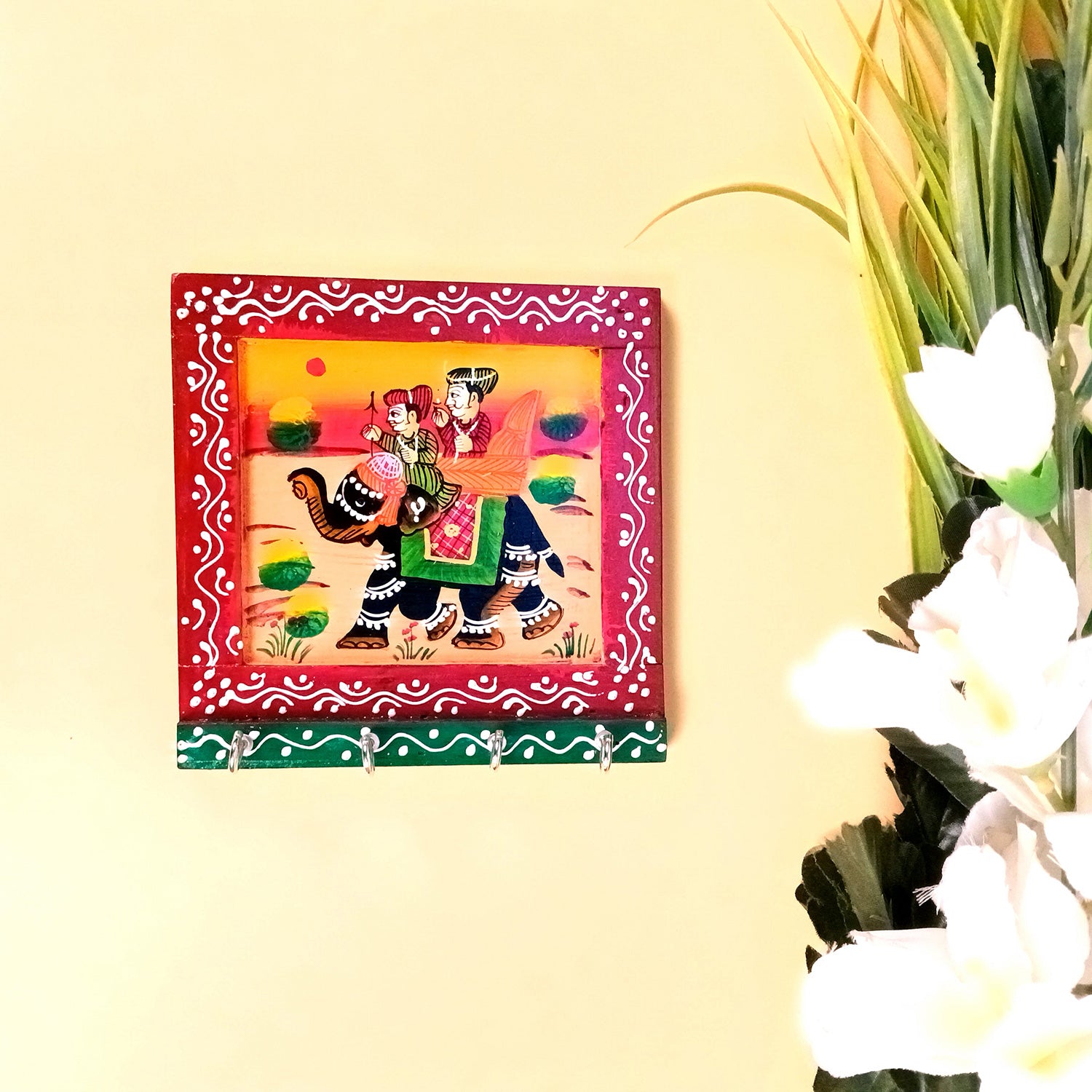 Key Holder Stands With 4 Hooks | Keys Hook Hangers | Keys Organizer - For Home, Entrance, Office Decor & Gifts - 6 Inch (Pack of 2) - Apkamart