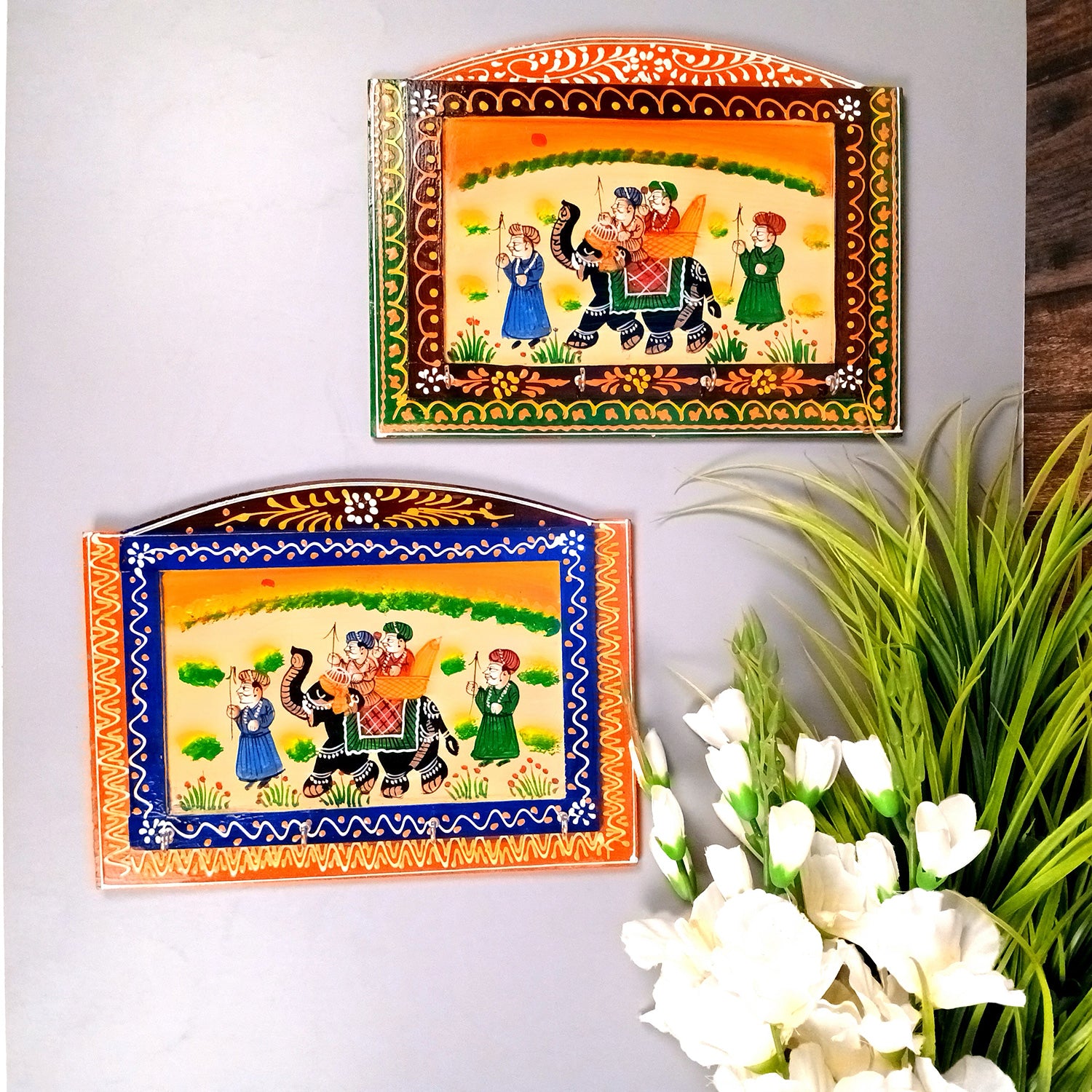 Key Holder Wall Hanging | Key Hook Stand  4 Keys Organizer - For Home, Entrance, Office Decor & Gifts - 12 Inch ( 4 Hooks) - Apkamart #Style_Pack Of 2