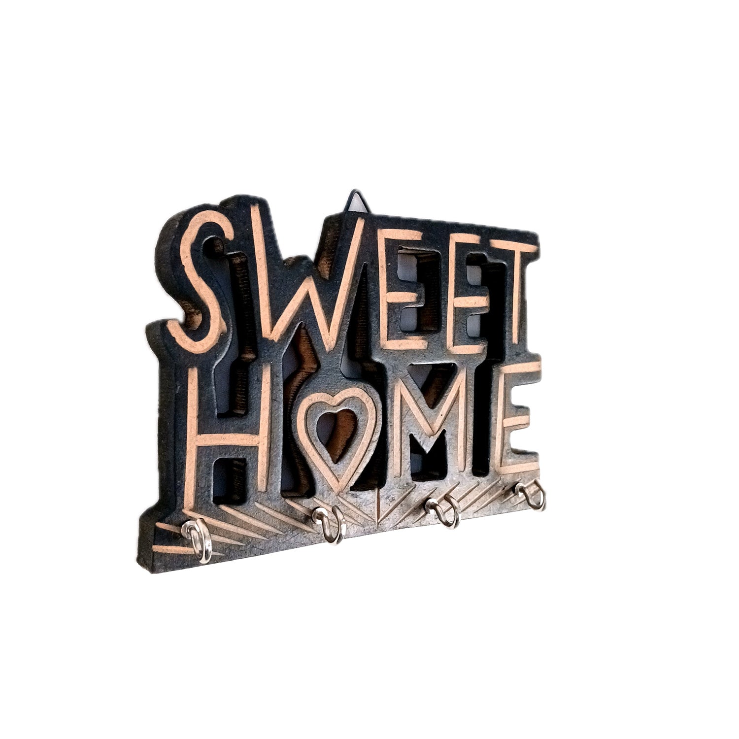 Key Holder Wall Hanging | Key Hook Stand Sweet Home & Key House Design Combo| Keys Organizer - For Home, Entrance, Office Decor - 10 Inch (8 Hooks) (Pack Of 2) - Apkamart