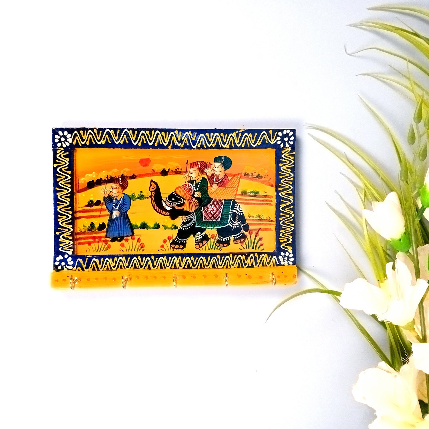 Key Holder Wall Decor | Key Organizer Stand With 5 Hooks | Key Hook Hanger Wall Mount - For Home, Entrance, Office Decor & Gifts - 9 Inch (Pack of 2) - Apkamart