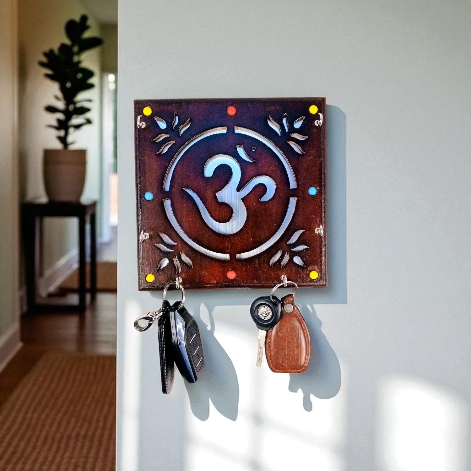 Key Holder Wall Decor | Key Hanging Organizer Stand| Key Hook Hanger Wall Mount - For Home, Entrance, Office Decor & Gifts - 8 Inch (6 Hooks) - Apkamart