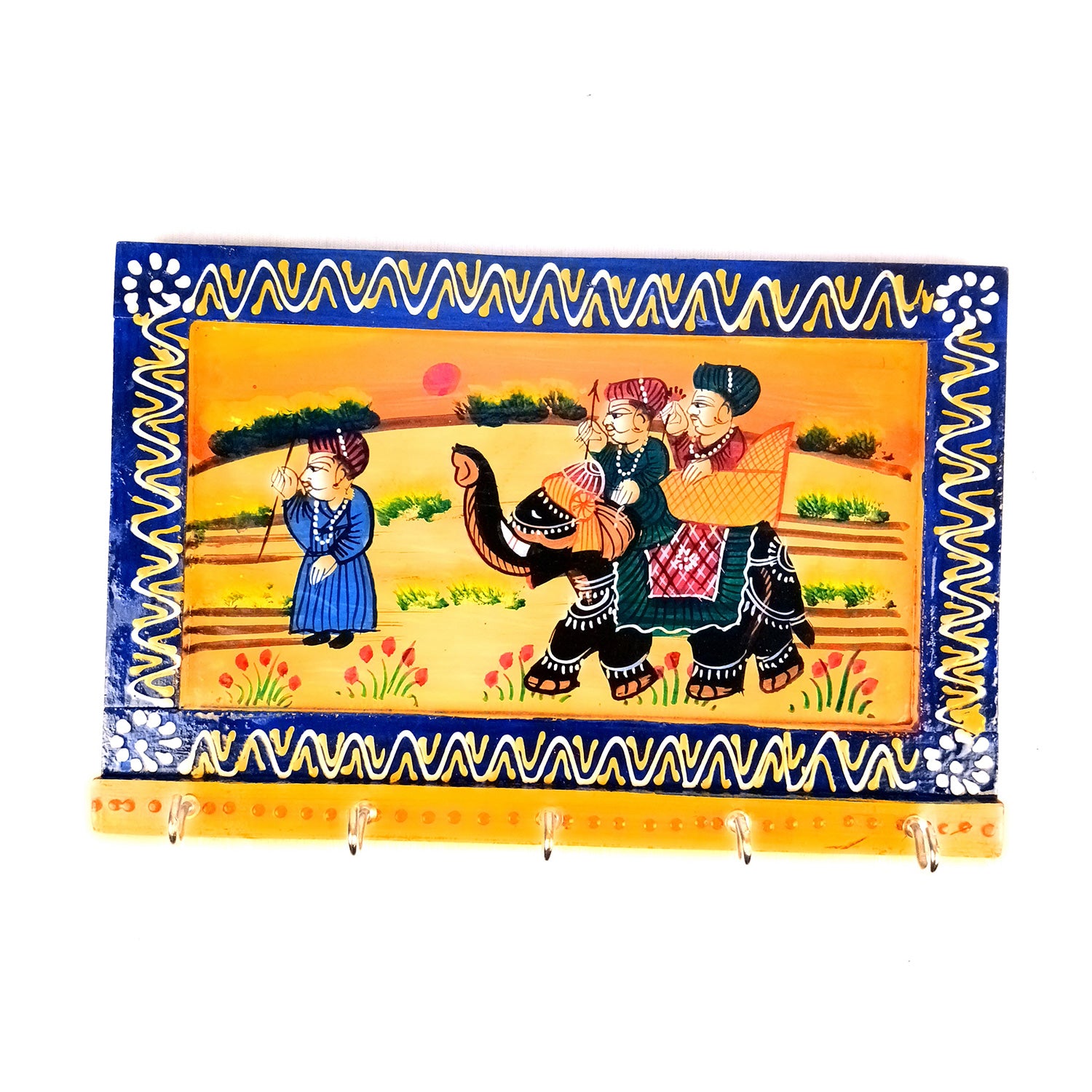 Key Holder Wall Decor | Key Organizer Stand With 5 Hooks | Key Hook Hanger Wall Mount - For Home, Entrance, Office Decor & Gifts - 9 Inch (Wood, Multicolor) - Apkamart