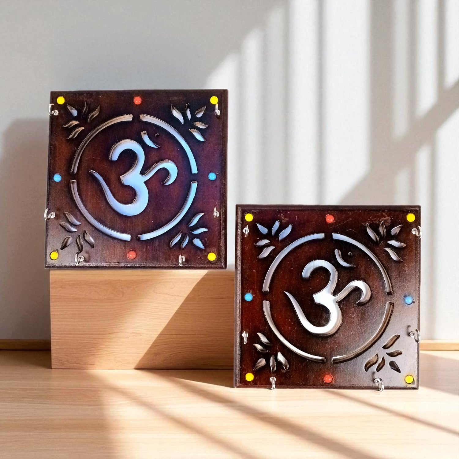 Key Holder Wall Decor | Key Hanging Organizer Stand| Key Hook Hanger Wall Mount - For Home, Entrance, Office Decor & Gifts - 8 Inch (6 Hooks) (Pack Of 2) - Apkamart