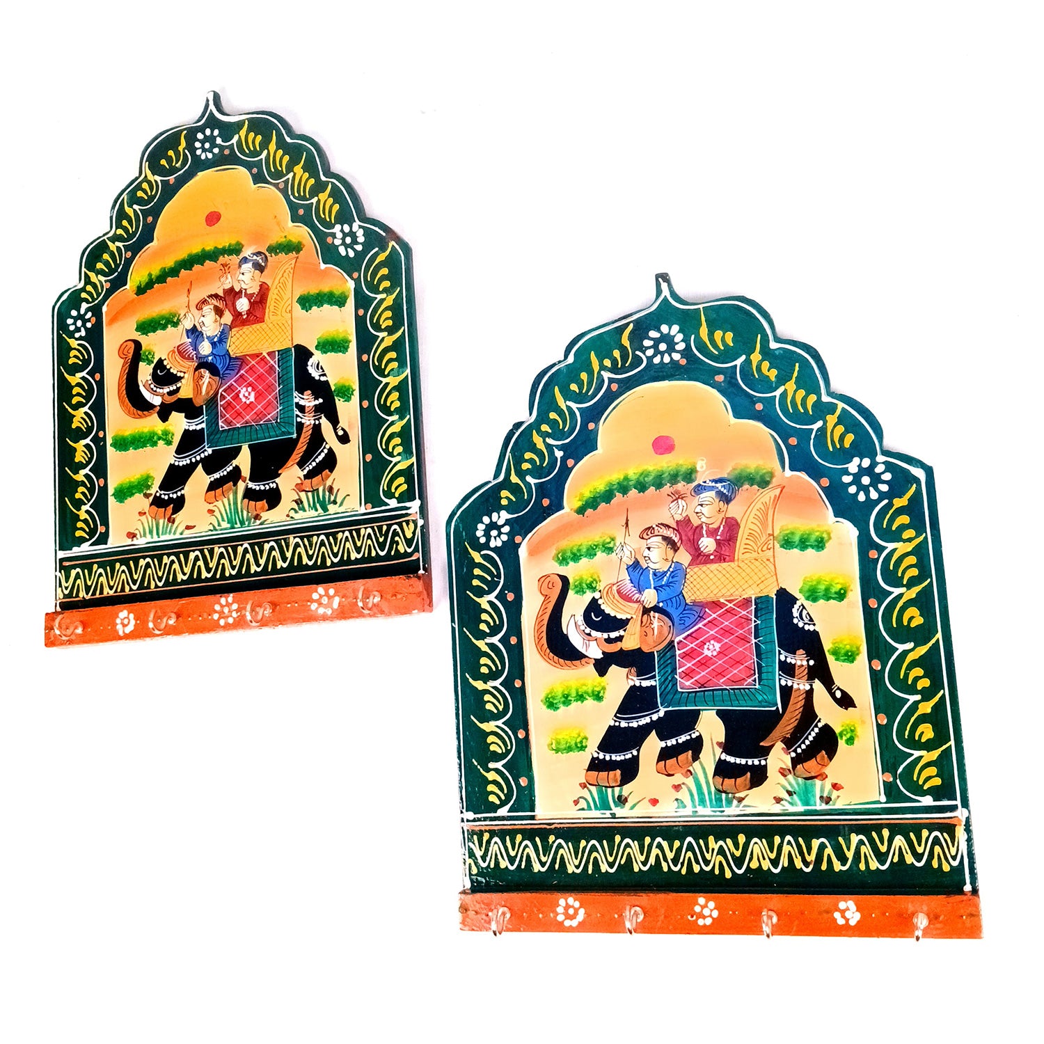 Key Hook Wall Decor | Handpainted Key Holder Stand With 4 Hooks | Key Organiser - For Home, Entrance, Office Decor & Gifts - 12 Inch - Apkamart #Style_Design 1