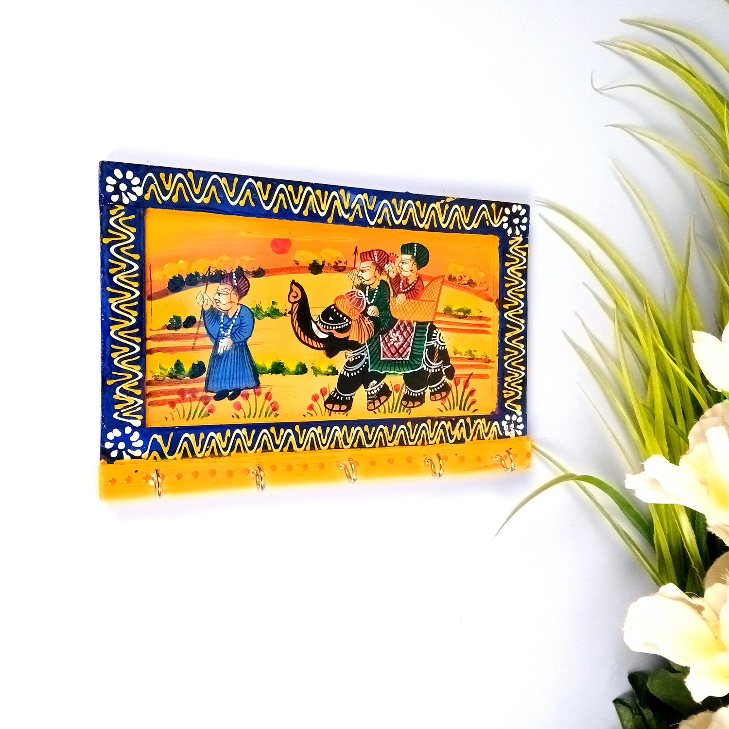 Key Holder Wall Decor | Key Organizer Stand With 5 Hooks | Key Hook Hanger Wall Mount - For Home, Entrance, Office Decor & Gifts - 9 Inch (Pack of 2) - Apkamart