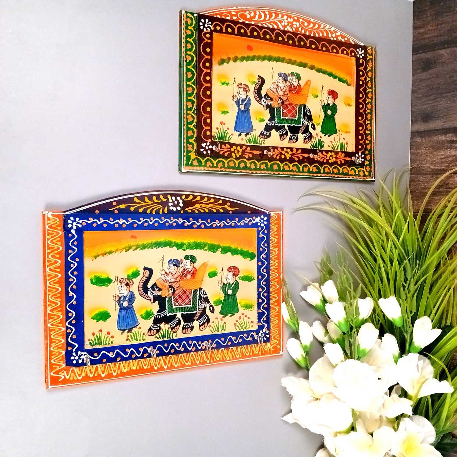 Key Holder Wall Hanging | Key Hook Stand  4 Keys Organizer - For Home, Entrance, Office Decor & Gifts - 12 Inch ( 4 Hooks) - Apkamart #Style_Pack Of 2