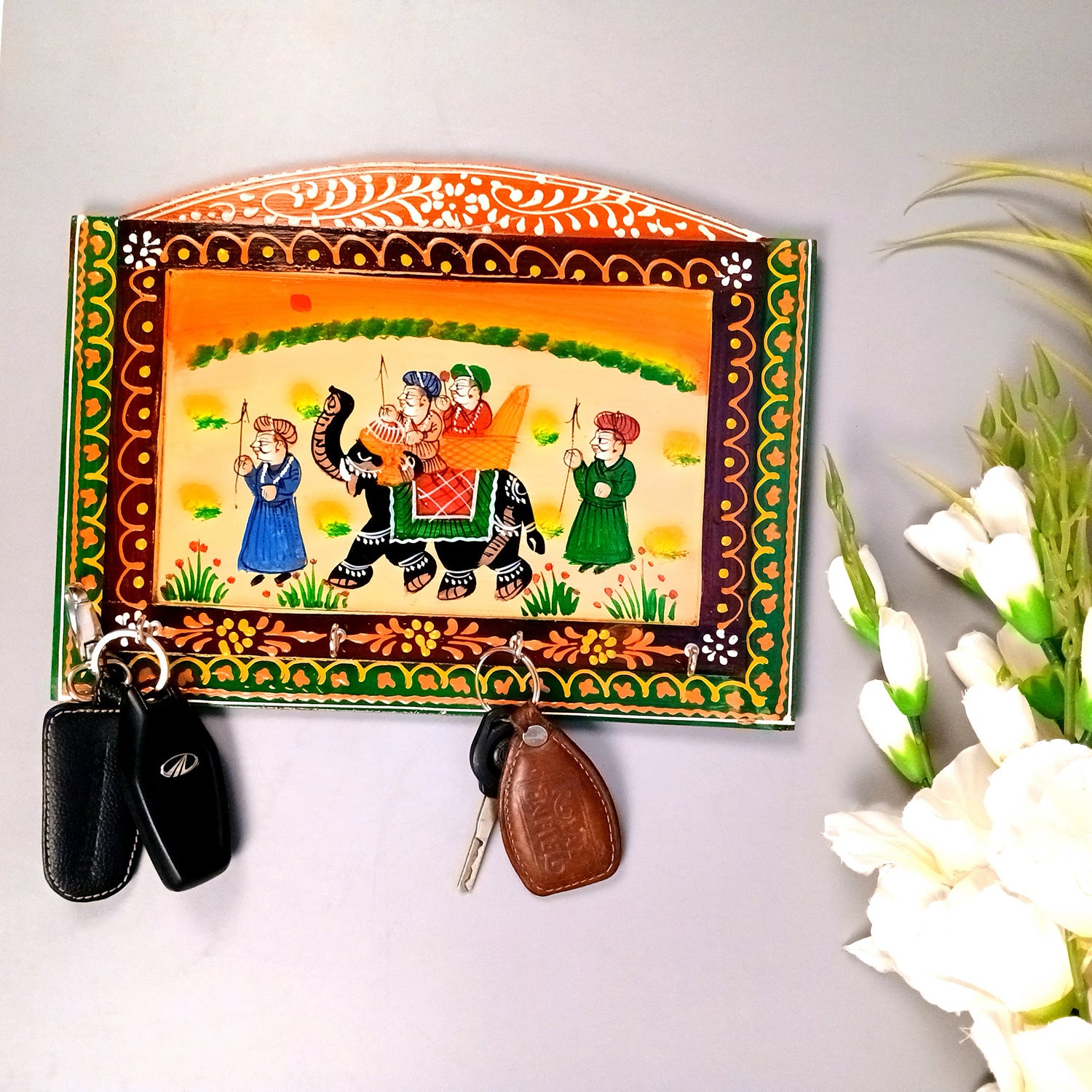 Key Holder Wall Hanging | Key Hook Stand  4 Keys Organizer - For Home, Entrance, Office Decor & Gifts - 12 Inch ( 4 Hooks) - Apkamart #Style_Pack Of 1