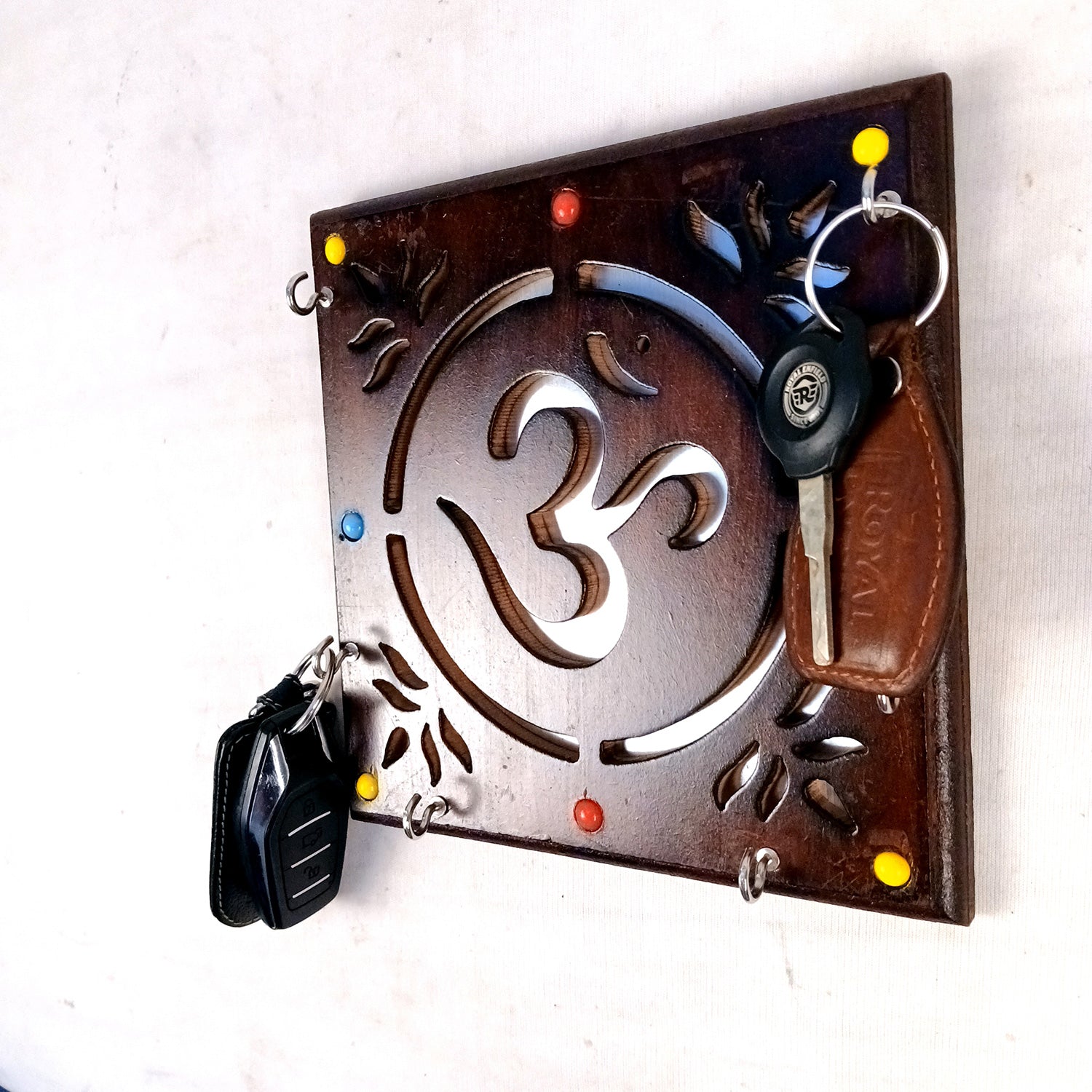 Key Holder Wall Decor | Key Hanging Organizer Stand| Key Hook Hanger Wall Mount - For Home, Entrance, Office Decor & Gifts - 8 Inch (6 Hooks) - Apkamart