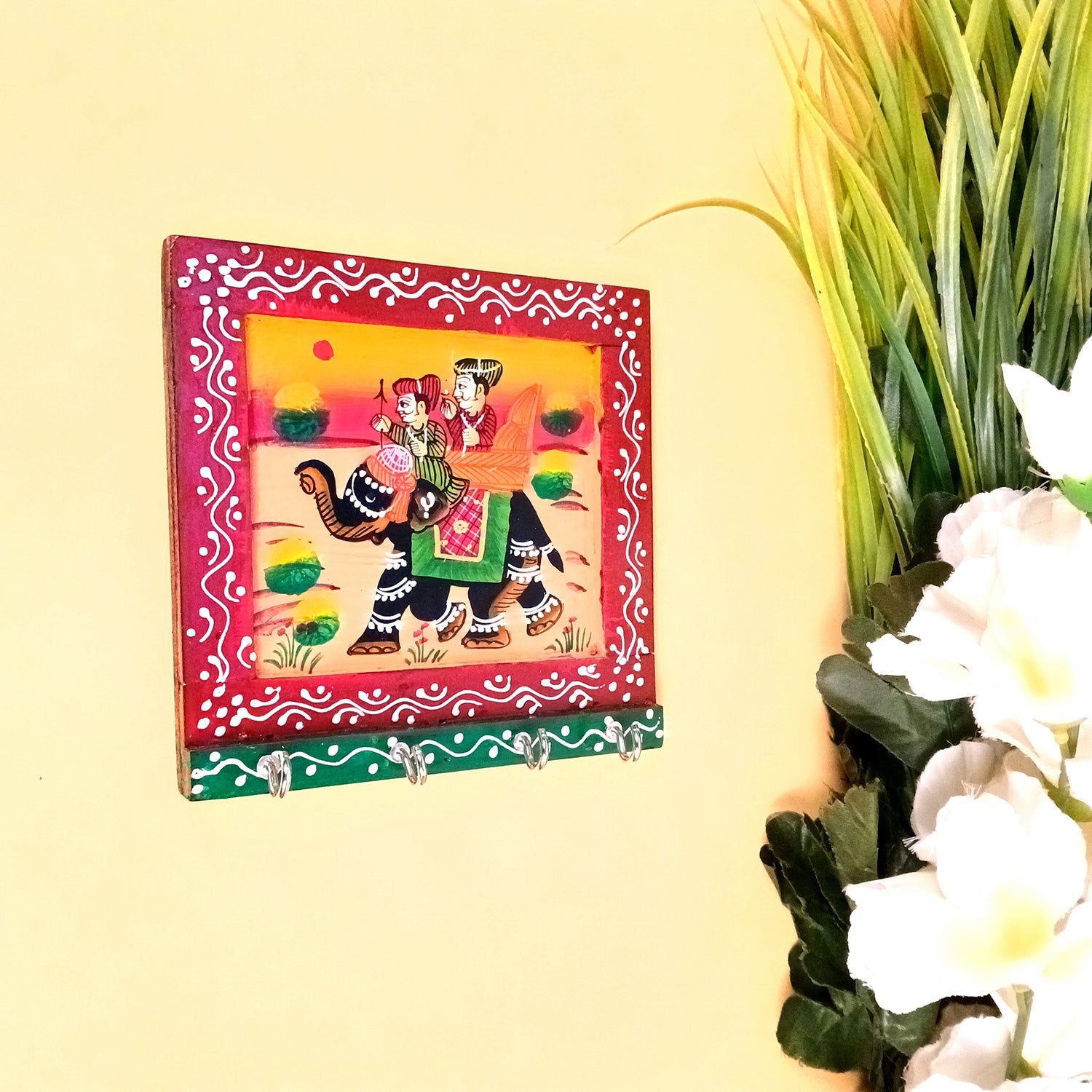 Key Holder Stands With 4 Hooks | Keys Hook Hangers | Keys Organizer - For Home, Entrance, Office Decor & Gifts - 6 Inch (Pack of 2) - Apkamart