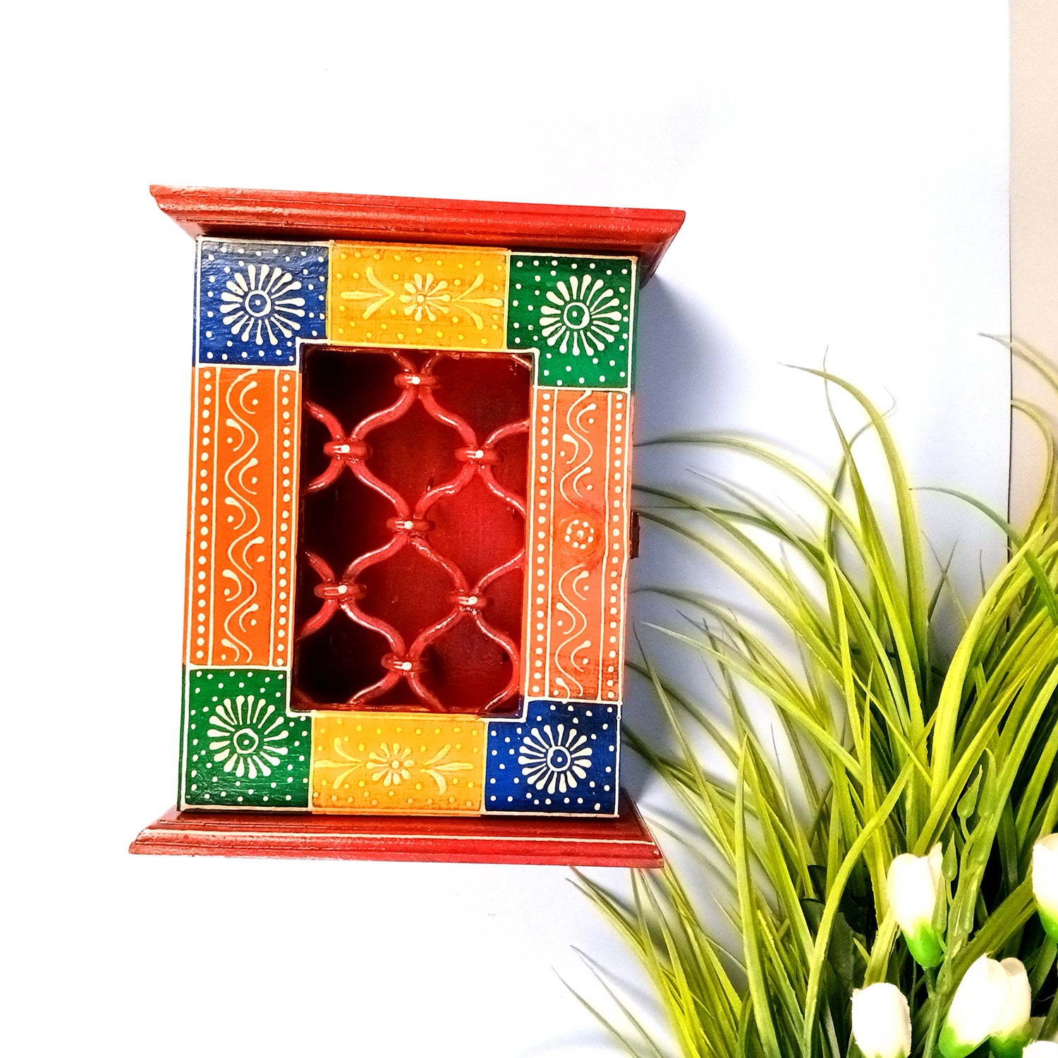 Key Holder Box | Wooden Wall Hanging Keys Box Cabinet Stand - For Home, Office & Entrance Decor - 10 inch (9 Hooks) - Apkamart