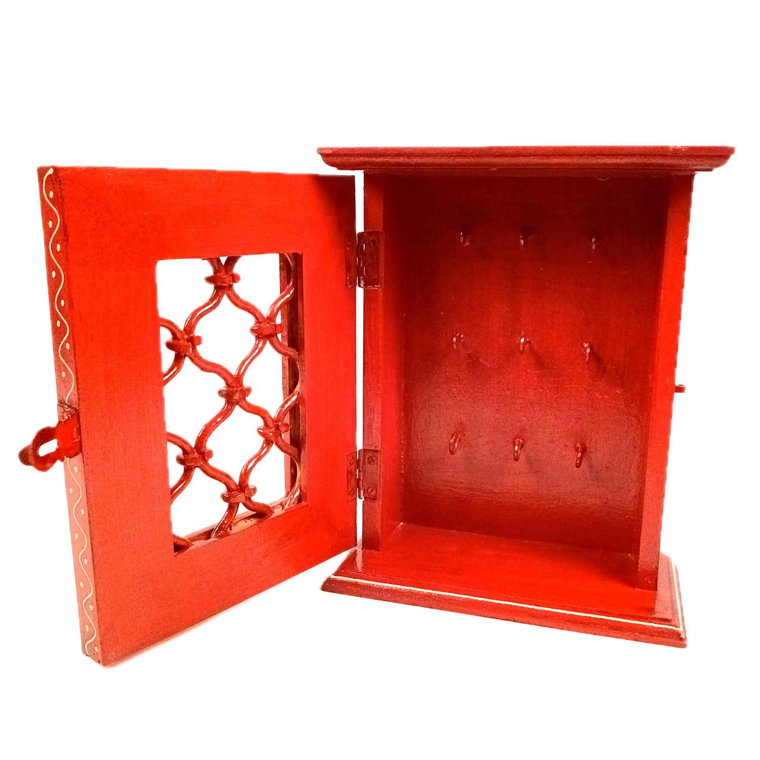 Key Holder Box | Wooden Wall Hanging Keys Box Cabinet Stand - For Home, Office & Entrance Decor - 10 inch (9 Hooks) - Apkamart