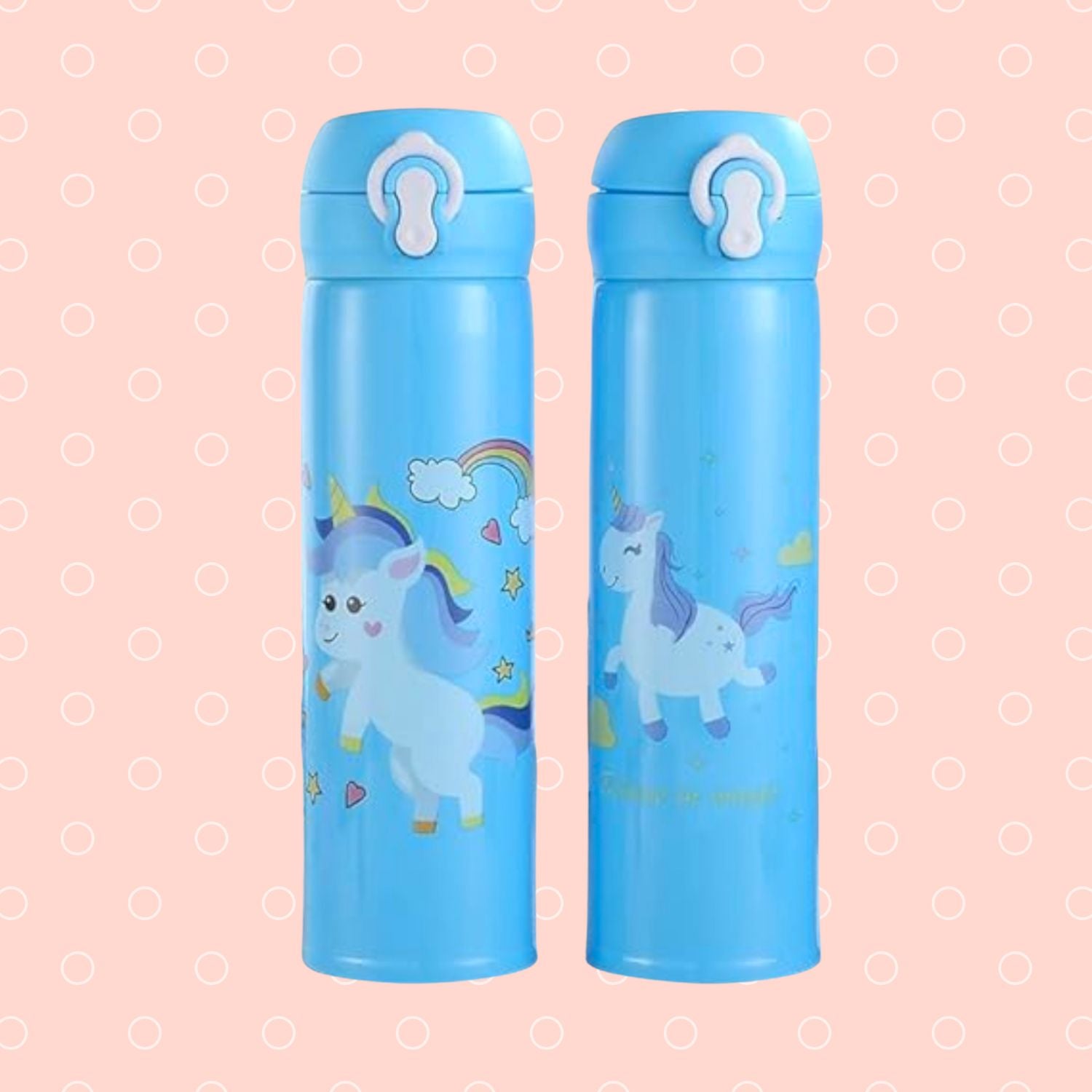 Stainless Steel Water Bottle - Unicorn Design | Flask Insulated Sipper Water Bottle for Girls & Boys - for Schools, Travel, Kids Birthday & Return Gifts- Apkamart #style_Pack of 2