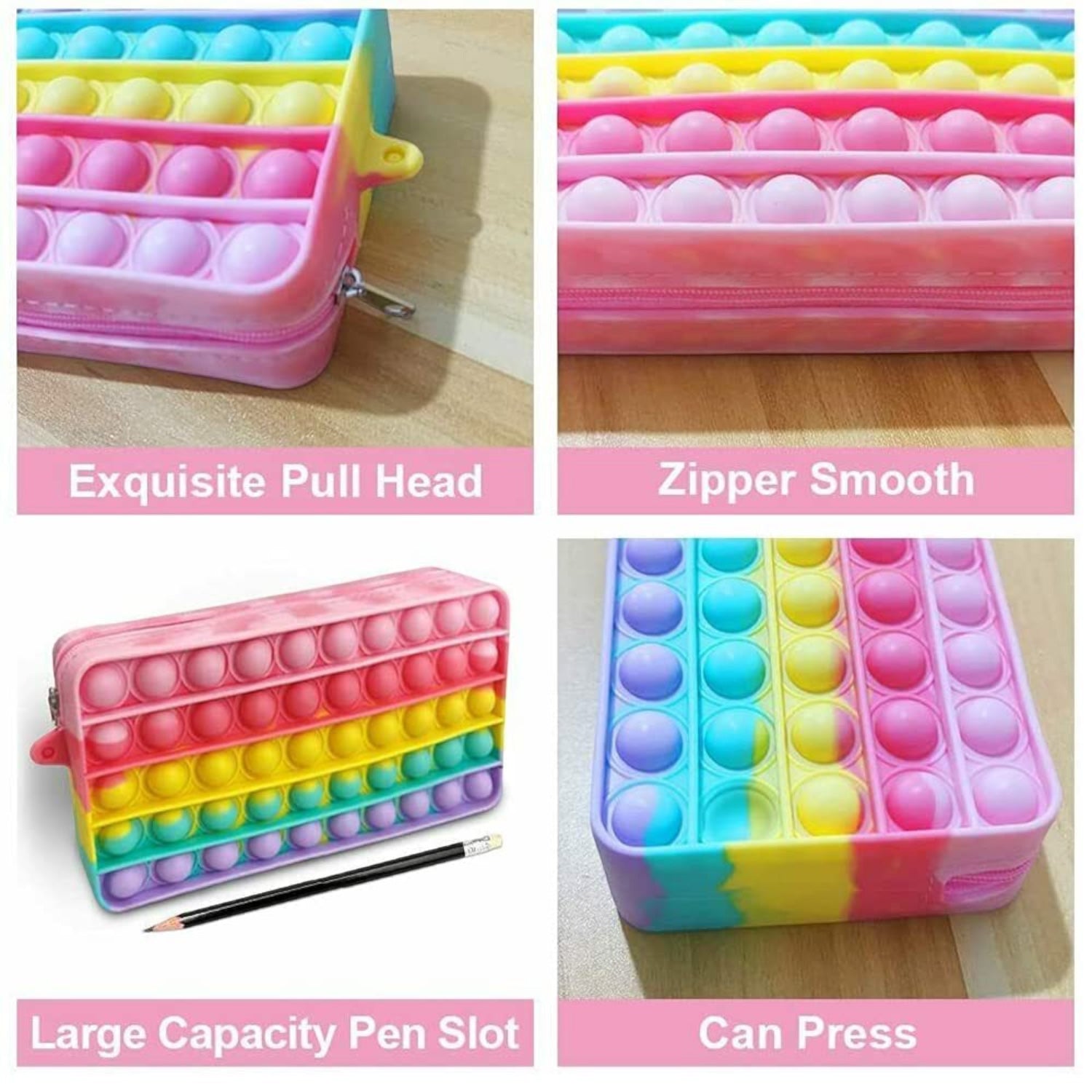 Pop It Pouch | Pencil Box / Pen - Pencil Case | Pop It Toy | POP IT Bubble Pouch | Multifunctional Zipper Pouch - For School, College, Girls, Kids Birthday Gift & Return Gifts - Apkamart