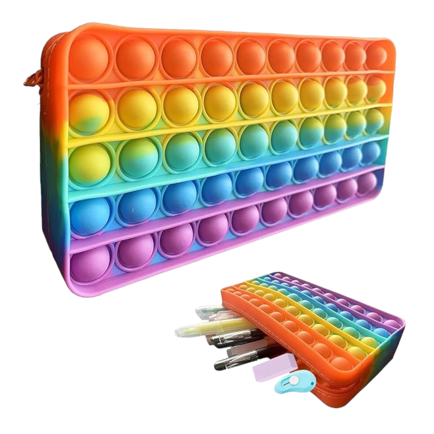 Popit Pencil Box for Kids | Fun Stationery Kit with Pop-It Design | School Supply Organizer with Compartments | Cute Study Box for Boys & Girls - Apkamart