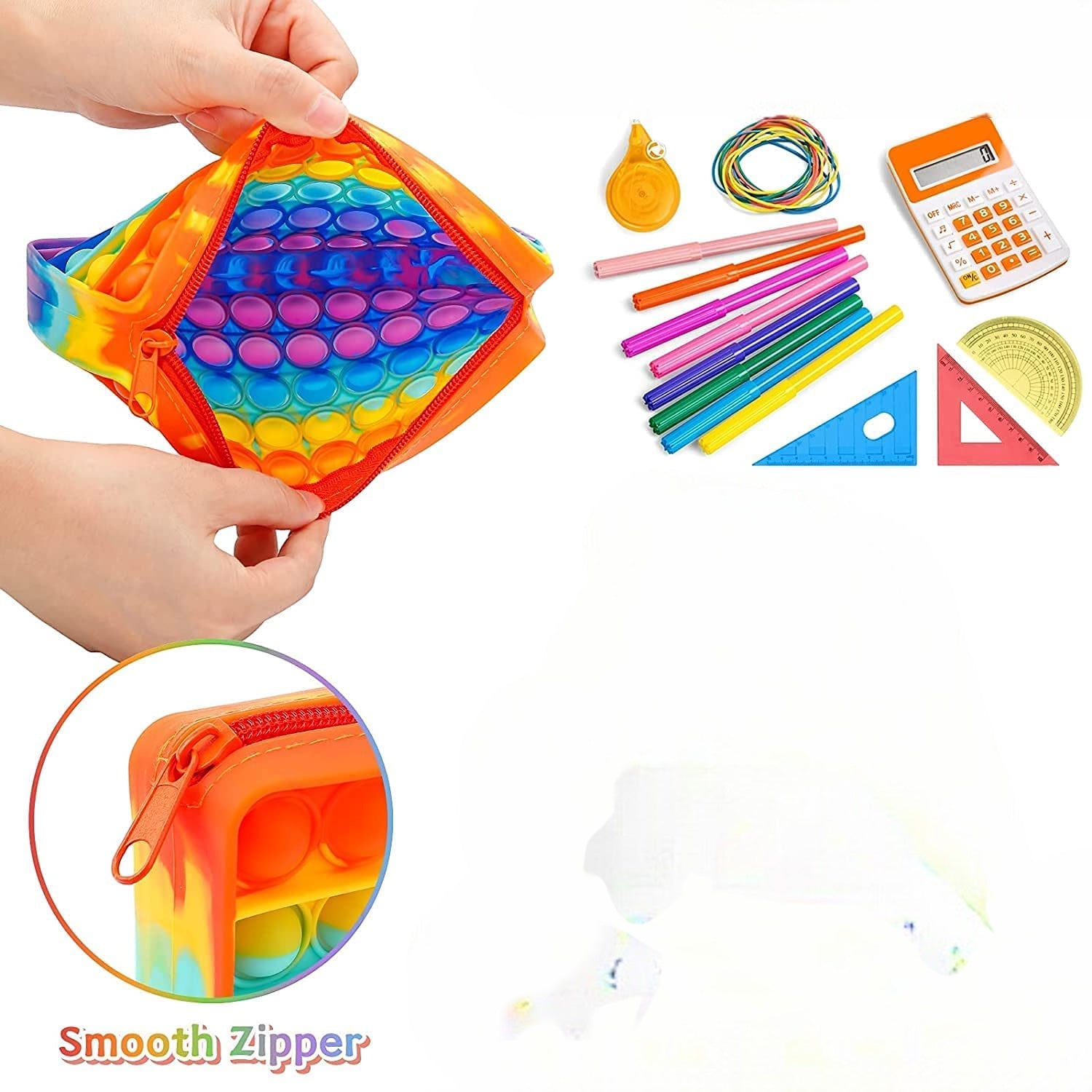 Popit Pencil Box for Kids | Fun Stationery Kit with Pop-It Design | School Supply Organizer with Compartments | Cute Study Box for Boys & Girls - Apkamart