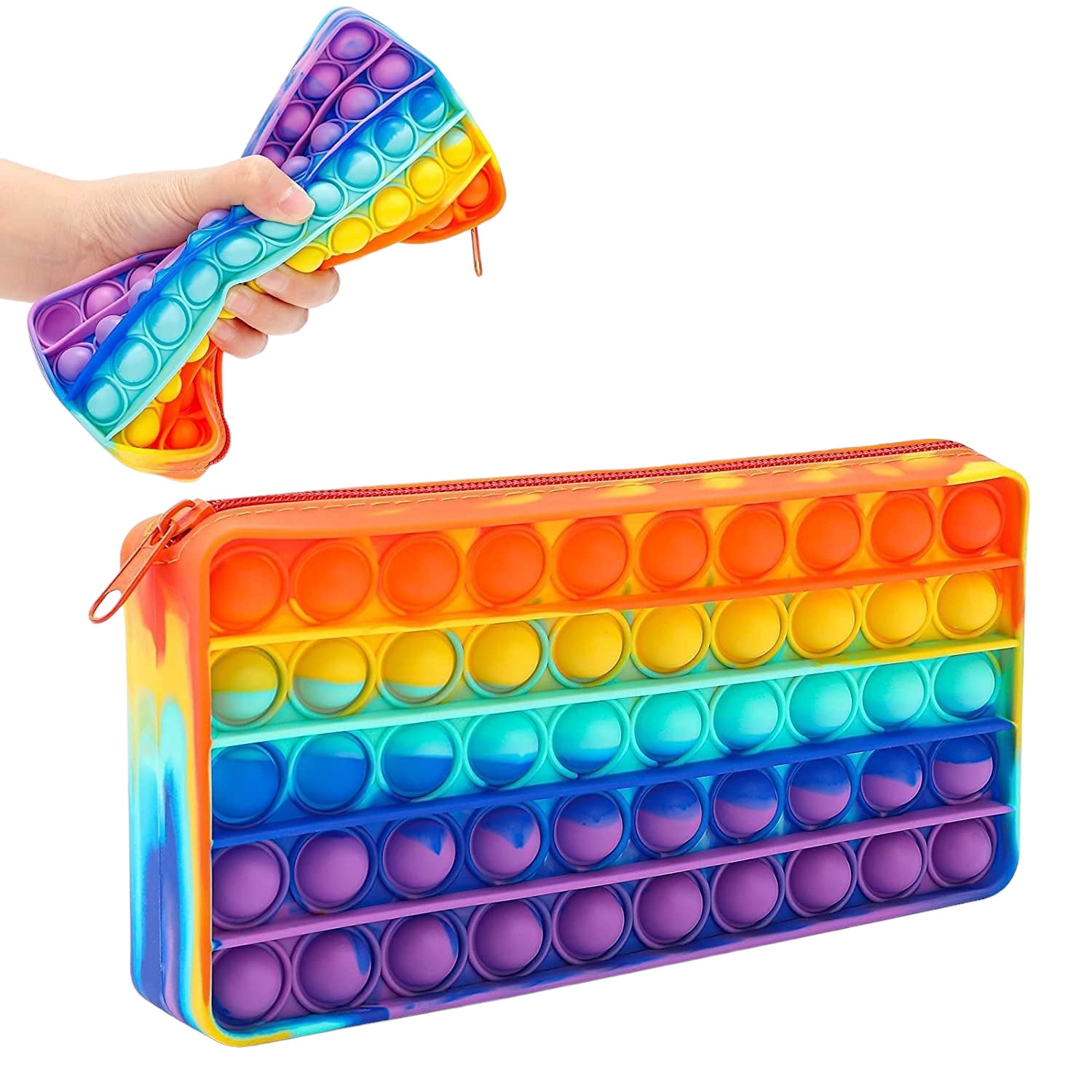 Pop It Pouch | Pencil Box / Pen - Pencil Case | Pop It Toy | POP IT Bubble Pouch | Multifunctional Zipper Pouch - For School, College, Girls, Kids Birthday Gift & Return Gifts - Apkamart