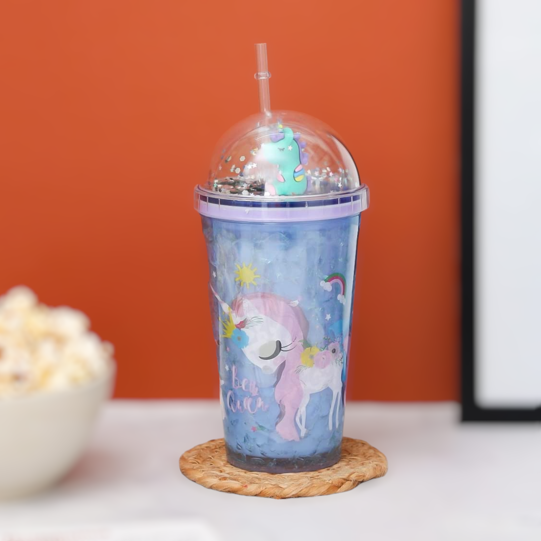 Sipper Bottle with Straw - Unicorn Design | Water Bottle | Juice Mug for Kids - For Kids Birthday Gift & Return Gift - Apkamart #style_pack of 1