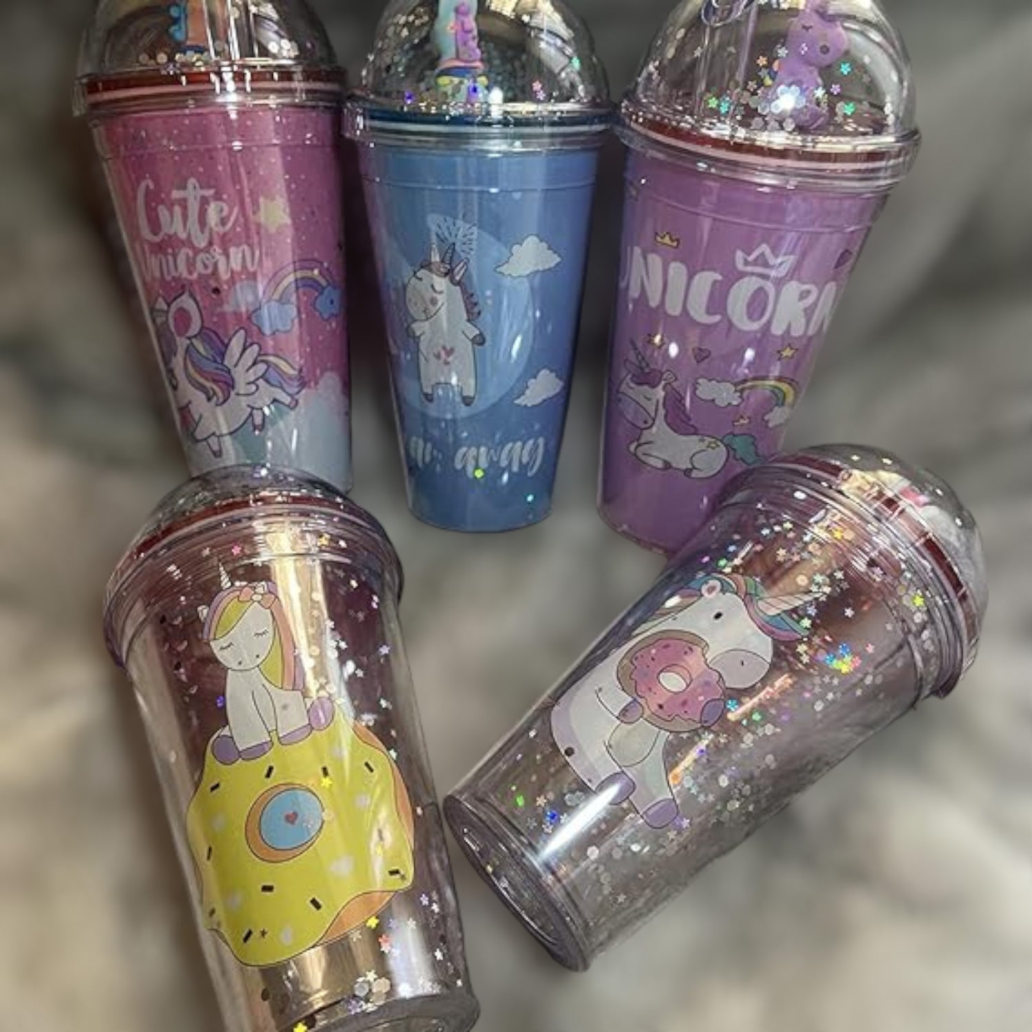 Unicorn Sipper Bottle With LED Glow Light | Tumbler with Straw & Lid - For Kids Birthday Gift & Return Gift - Apkamart #Style_pack of 2