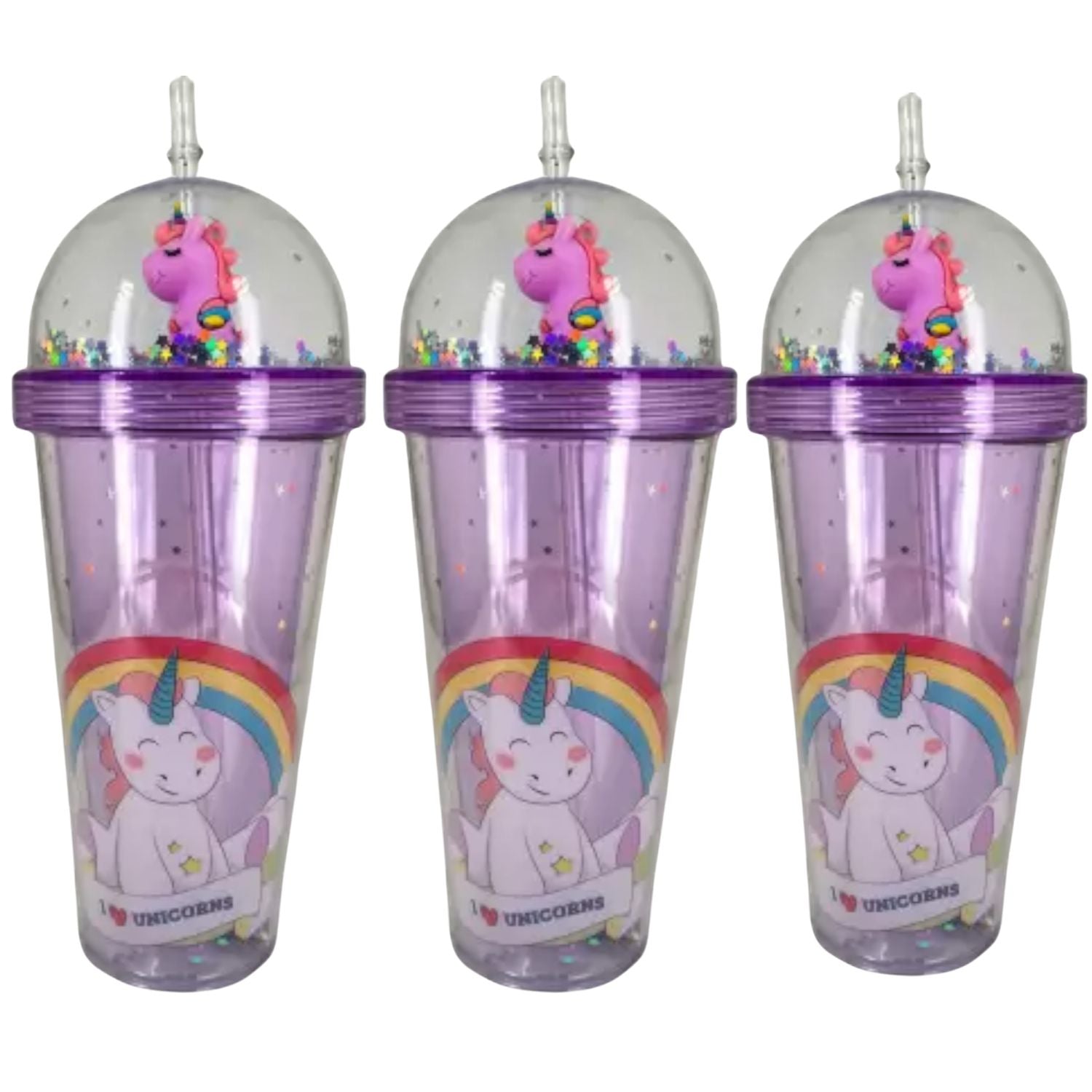 Sipper Bottler with Straw - Unicorn Design | Kid's Cup / Tumbler with Lid | Water Bottle | Fruit Juice Mug for Kids - For Kids Birthday Gift & Return Gift Success - Apkamart #Style_pack of 3