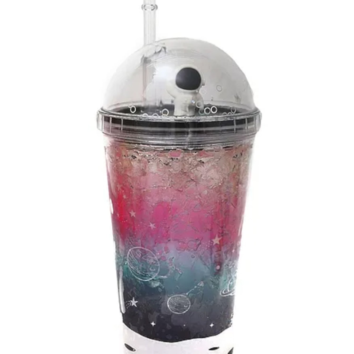 Sipper Bottle With LED Glow Light - Space / Astronaut Design | Tumbler with Straw & Lid - For Kids Birthday Gift & Return Gift - Apkamart #Style_Pack of 1