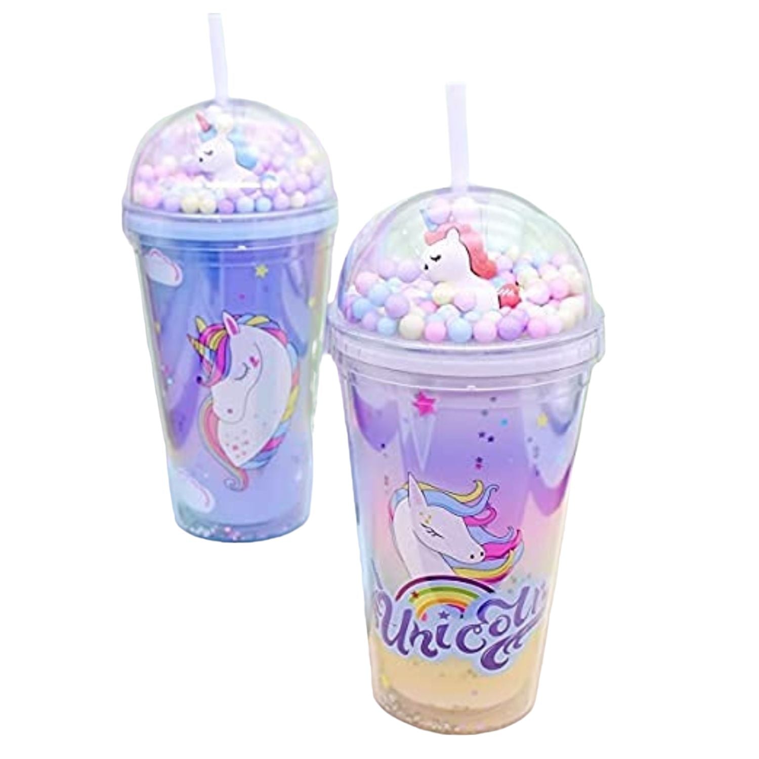 Sipper Bottle with Straw - Unicorn Design | Water Bottle | Juice Mug for Kids - For Kids Birthday Gift & Return Gift - Apkamart #style_pack of 2