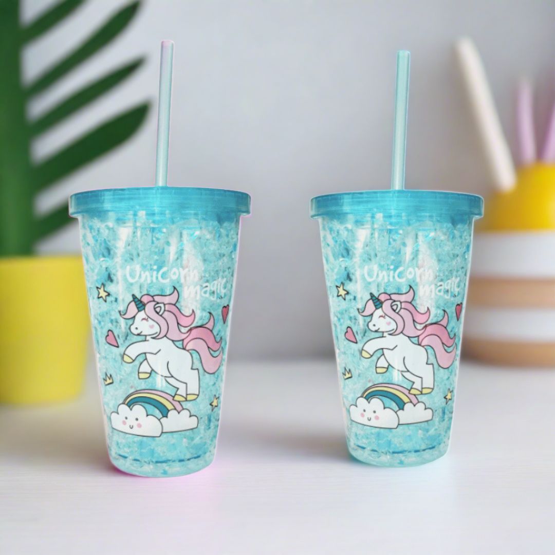 Unicorn Sipper Bottle with Straw & Lid | Kid's Tumbler | Mug For Water, Milk & Juice - For Kids Birthday Gift & Return Gift - Apkamart #Style_Pack of 2