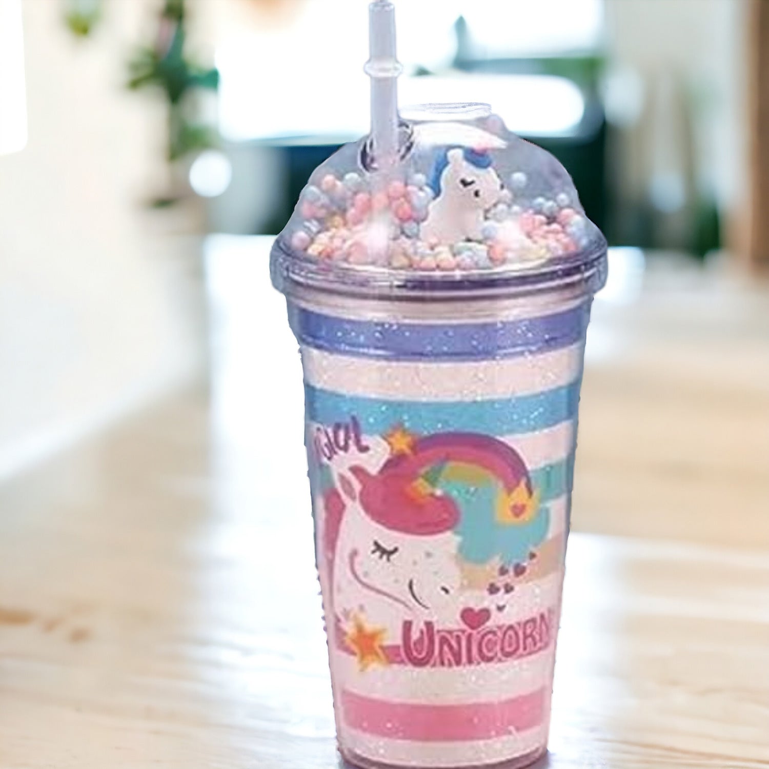 Unicorn Sipper Bottle With LED Glow Light | Tumbler with Straw & Lid - For Kids Birthday Gift & Return Gift - Apkamart #Style_pack of 2