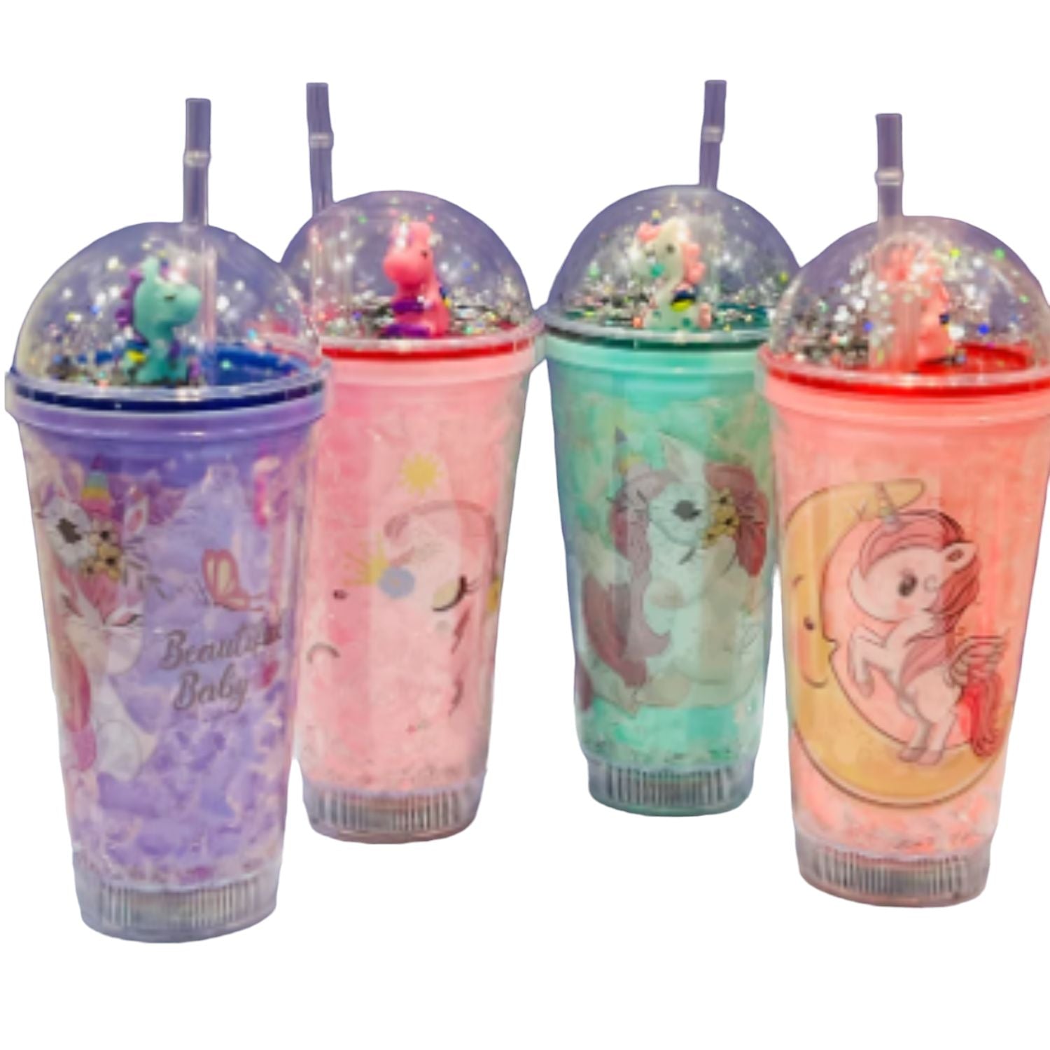 Unicorn Sipper Bottle With LED Glow Light | Tumbler with Straw & Lid - For Kids Birthday Gift & Return Gift - Apkamart #Style_pack of 1