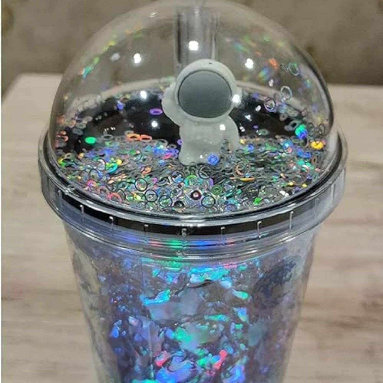 Sipper Bottle With LED Glow Light - Space / Astronaut Design | Tumbler with Straw & Lid - For Kids Birthday Gift & Return Gift - Apkamart #Style_Pack of 2