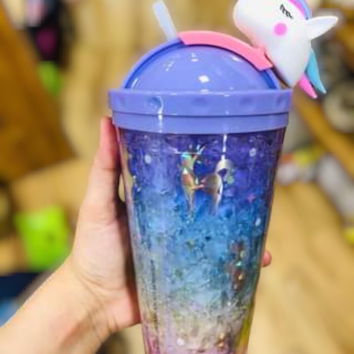 Unicorn Design Sipper Bottler with Straw | Open with Slide With Unicorn Top - For Kids Birthday Gift & Return Gift - Apkamart #Style_Pack of 1