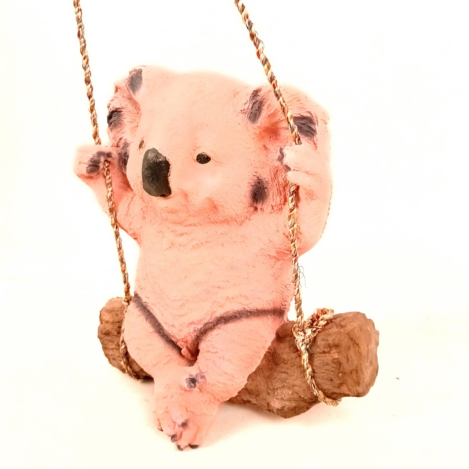 Koala Bear Showpiece Wall Hanging - Sitting on Swing Design | Cute Animal Showpiece - For Garden Decor, Home, Living Room, Kids Room & Gifts - 9 Inch - Apkamart #Colour_Pink