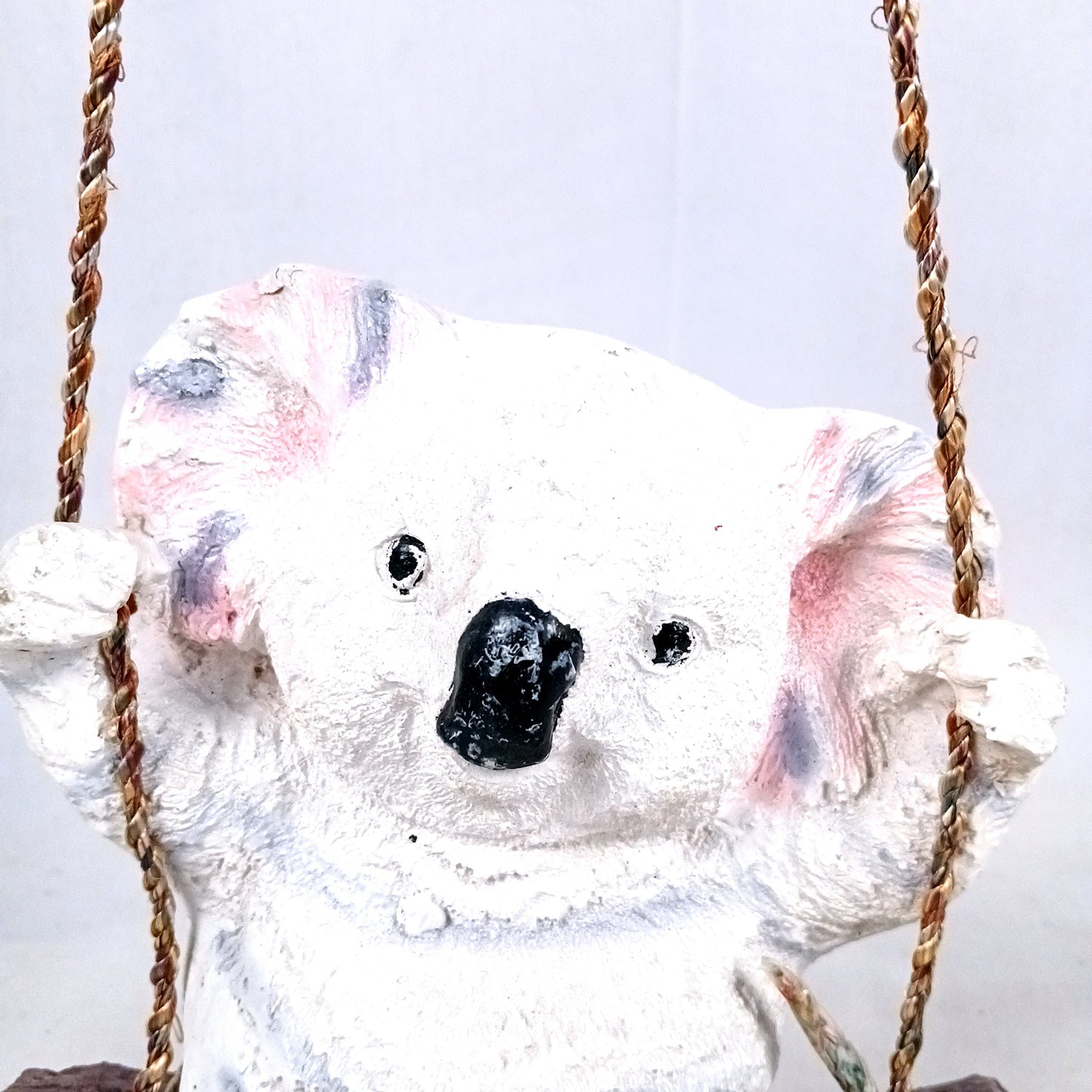 Koala Bear Showpiece Wall Hanging - Sitting on Swing Design | Cute Animal Showpiece - For Garden Decor, Home, Living Room, Kids Room & Gifts - 9 Inch - Apkamart #Colour_White