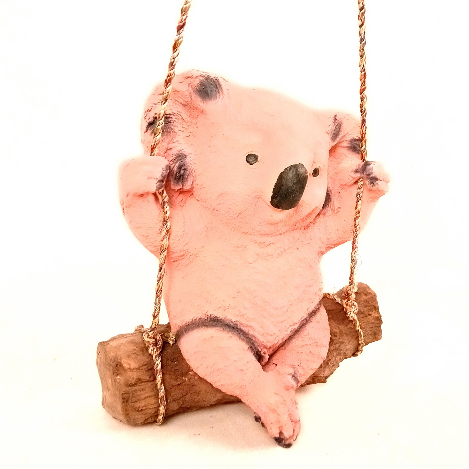Koala Bear Showpiece Wall Hanging - Sitting on Swing Design | Cute Animal Showpiece - For Garden Decor, Home, Living Room, Kids Room & Gifts - 9 Inch - Apkamart #Colour_Pink