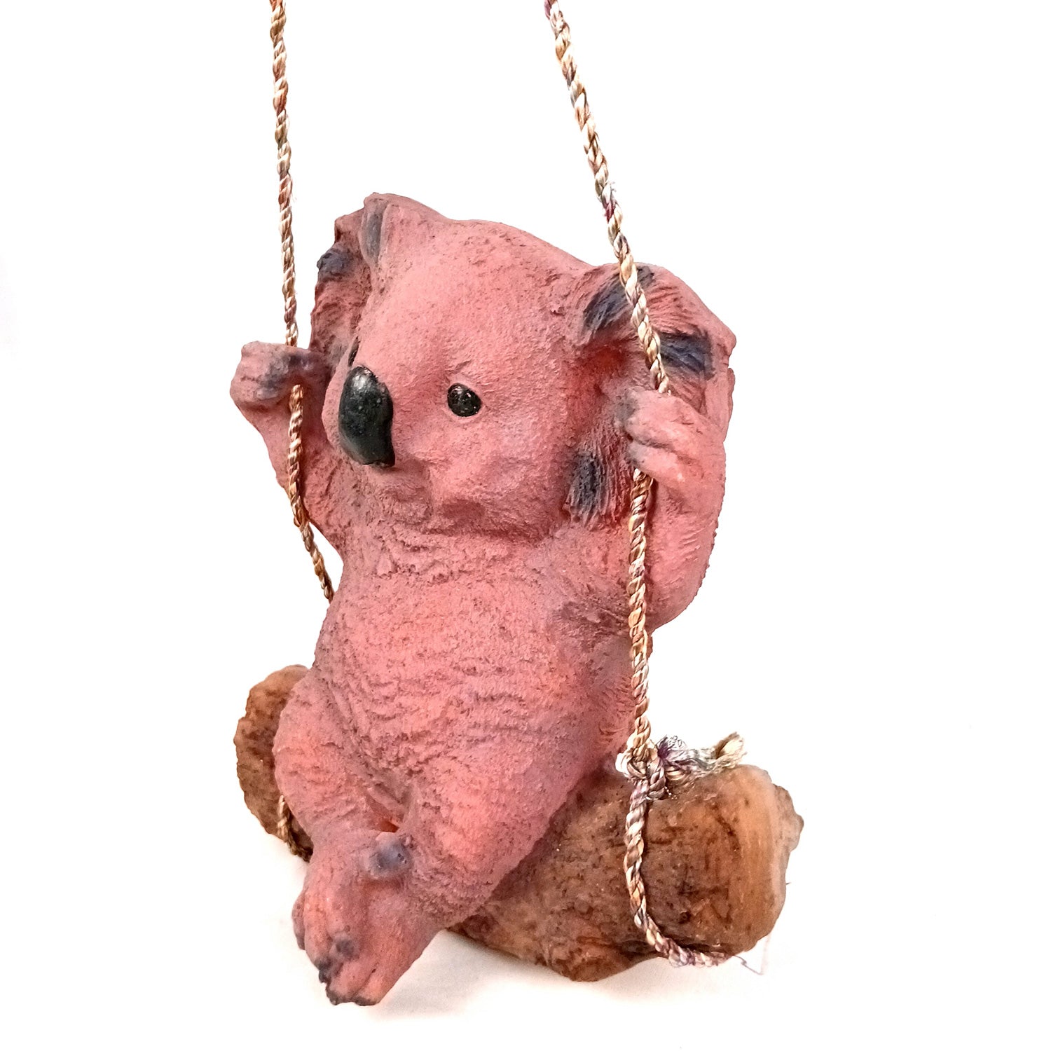 Koala Bear Showpiece Wall Hanging - Sitting on Swing Design | Cute Animal Showpiece - For Garden Decor, Home, Living Room, Kids Room & Gifts - 9 Inch - Apkamart #Colour_Brown